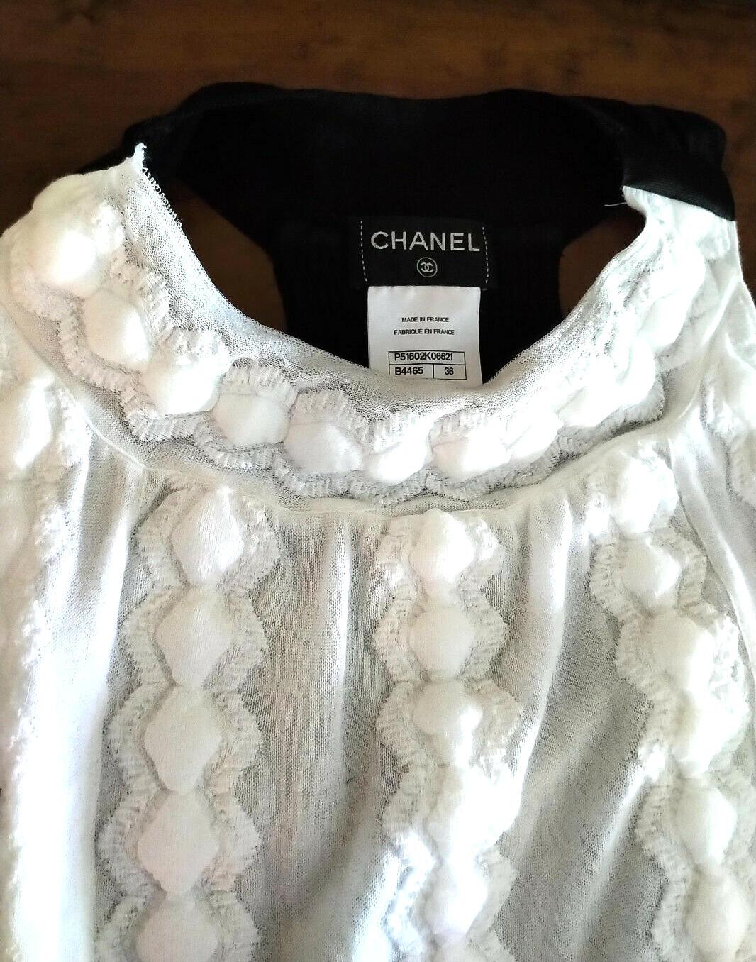 2015 SS15 Chanel Angelic White Camellia Embellished A-Line Dress FR 36/ US 2 4 For Sale 6