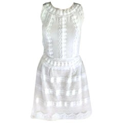 2015 SS15 Chanel Angelic White Camellia Embellished A-Line Dress FR 36/ US 2 4