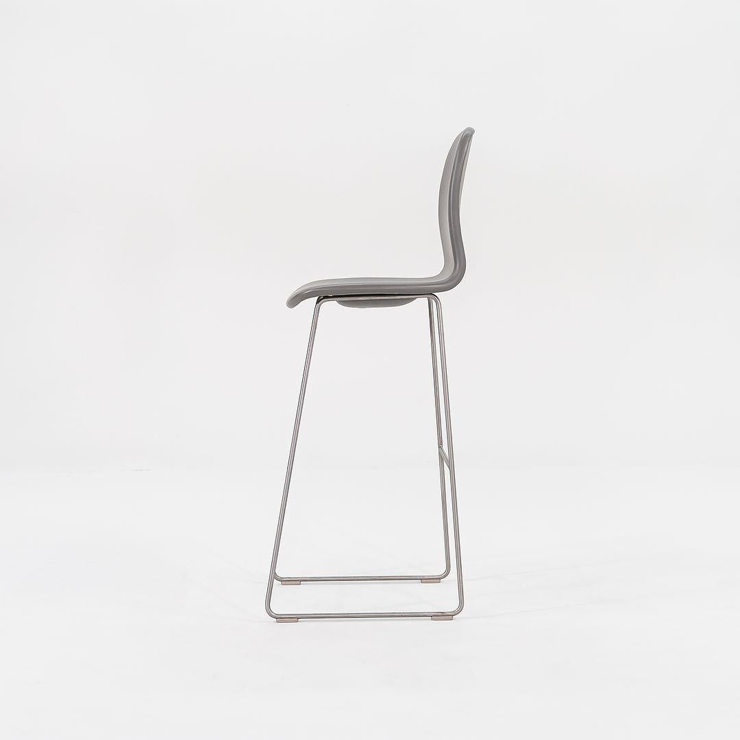 2015 Tate Bar Stools in Grey Leather by Jasper Morrison for Cappellini In Good Condition For Sale In Philadelphia, PA