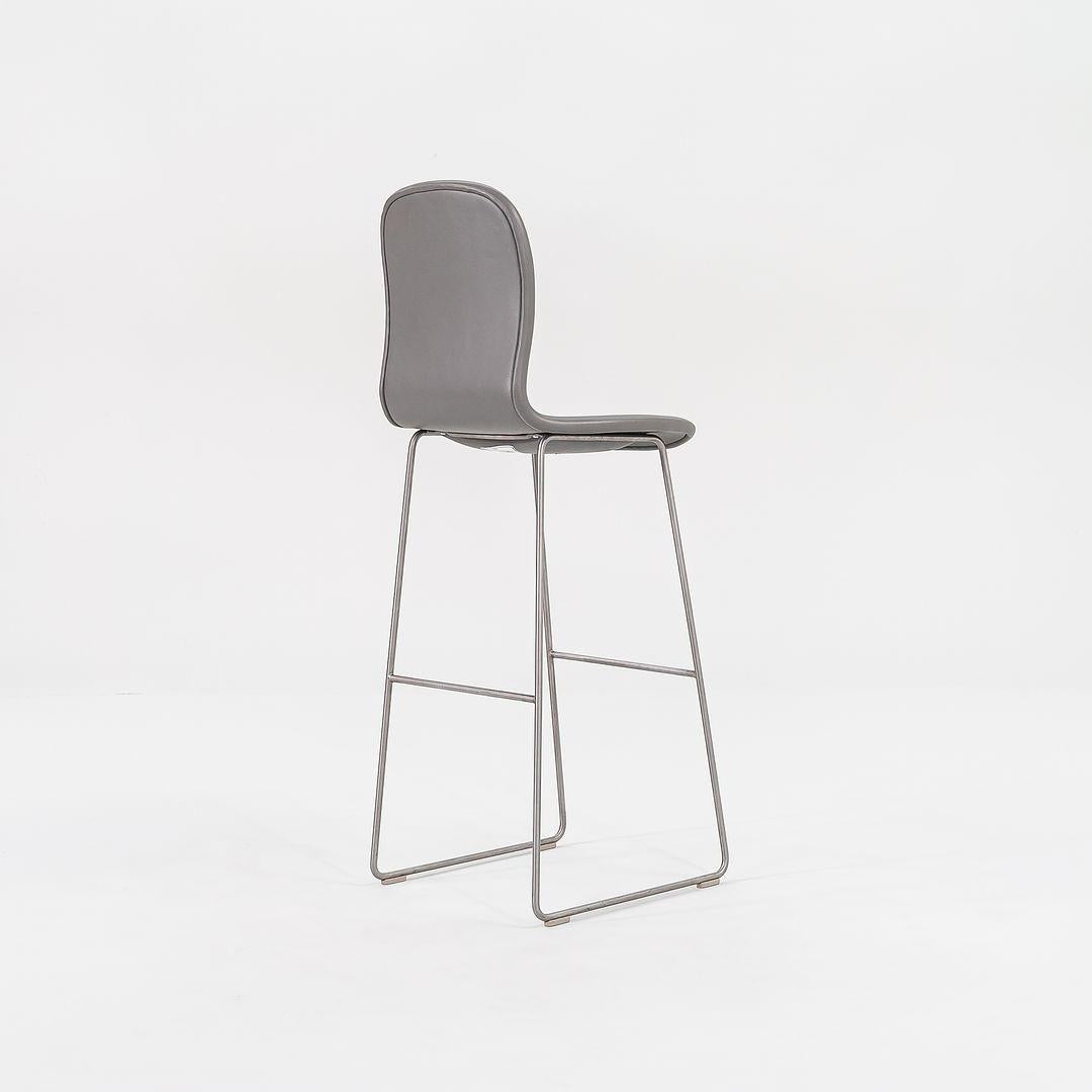 Steel 2015 Tate Bar Stools in Grey Leather by Jasper Morrison for Cappellini For Sale
