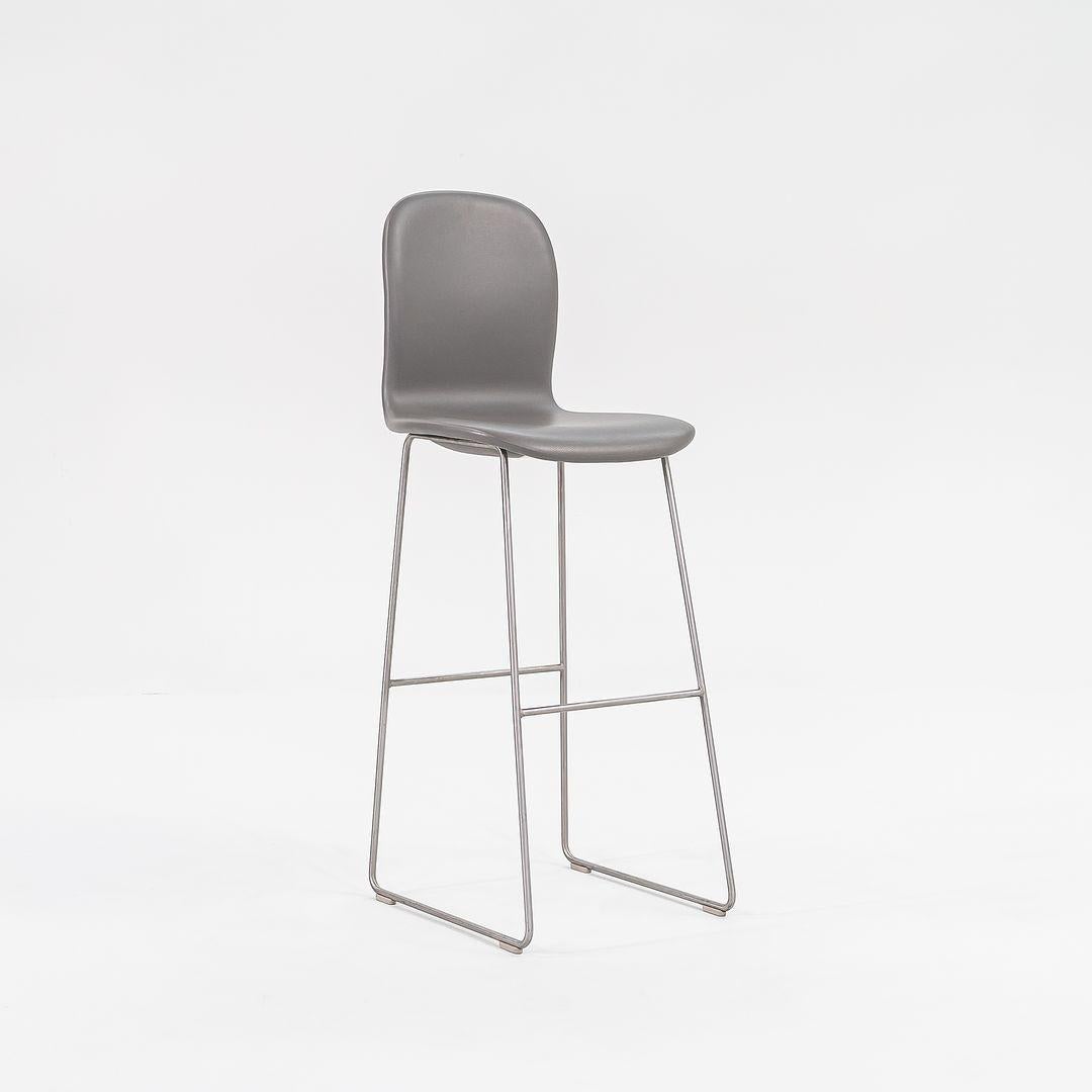 2015 Tate Bar Stools in Grey Leather by Jasper Morrison for Cappellini For Sale 1