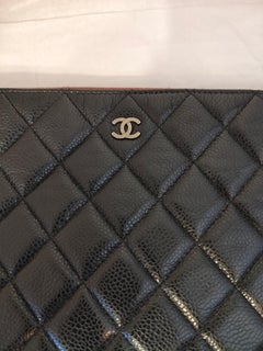 Chanel Black Caviar Leather Clutch Unisex 2015 Excellent Condition