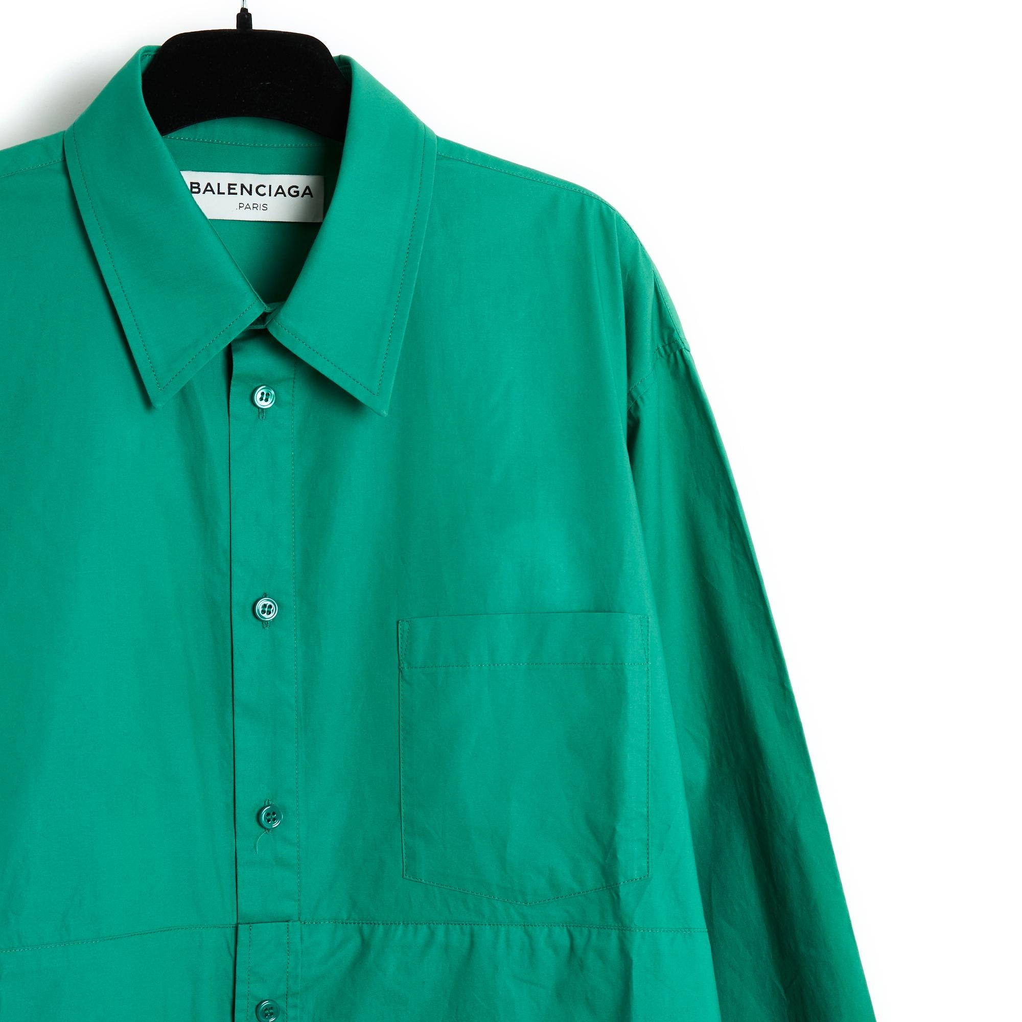 Women's or Men's 2016 Balenciaga Green Cotton Dress and overskirt FR40 For Sale