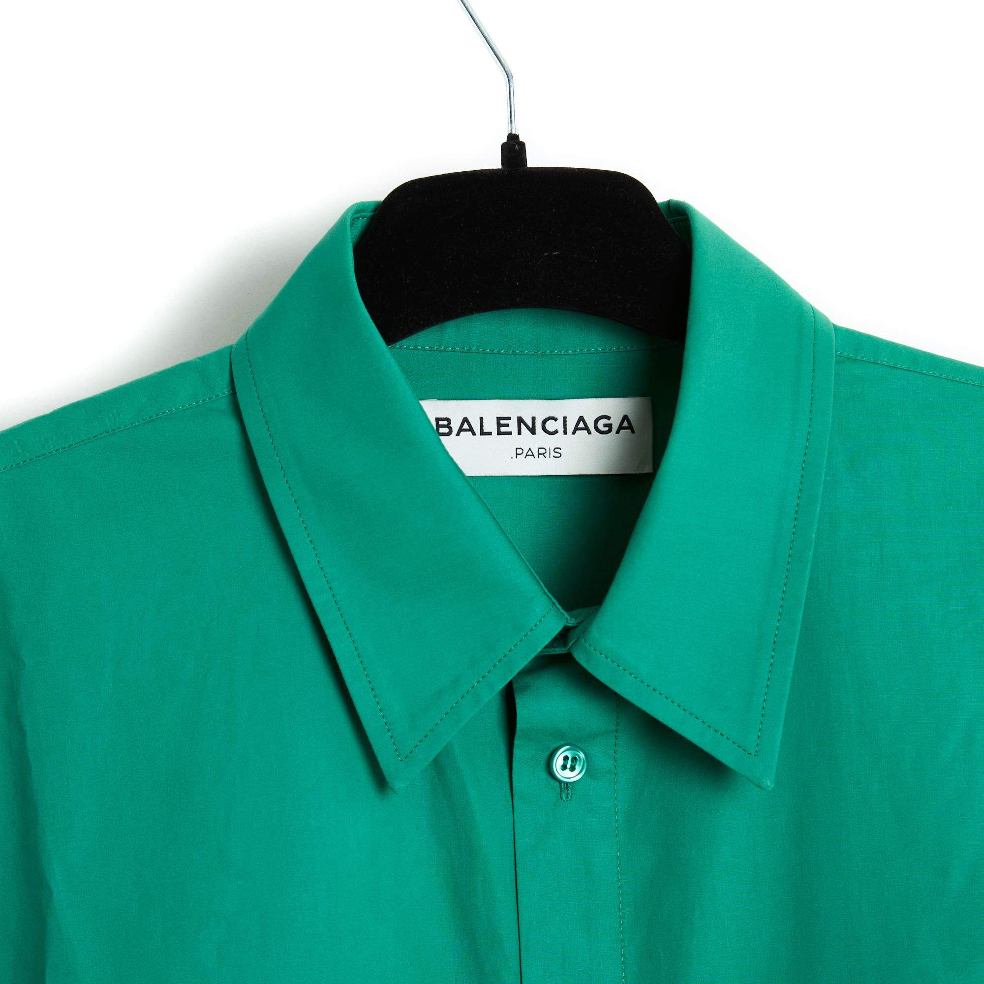 2016 Balenciaga Green Cotton Dress and overskirt FR40 For Sale 1