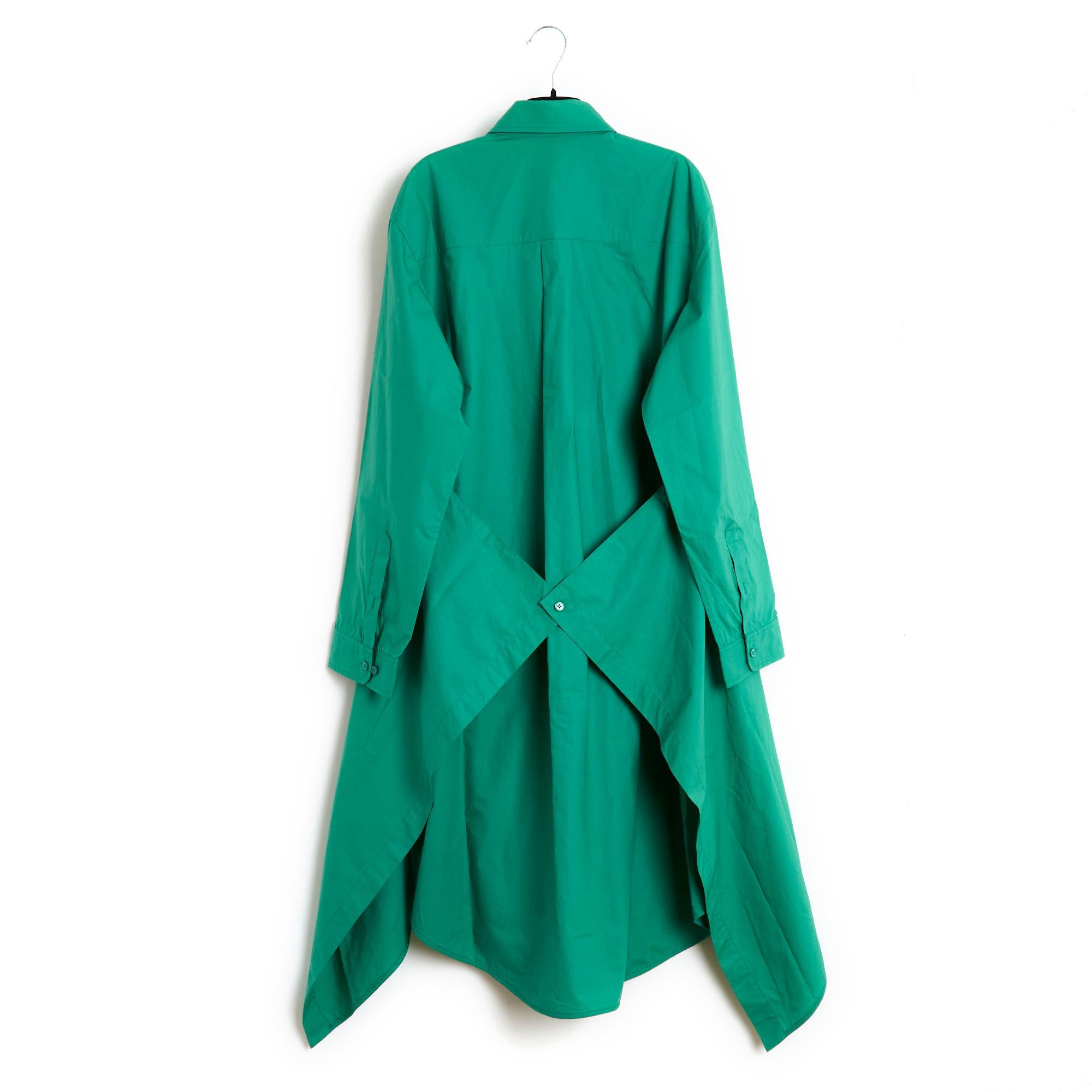 2016 Balenciaga Green Cotton Dress and overskirt FR40 For Sale 2