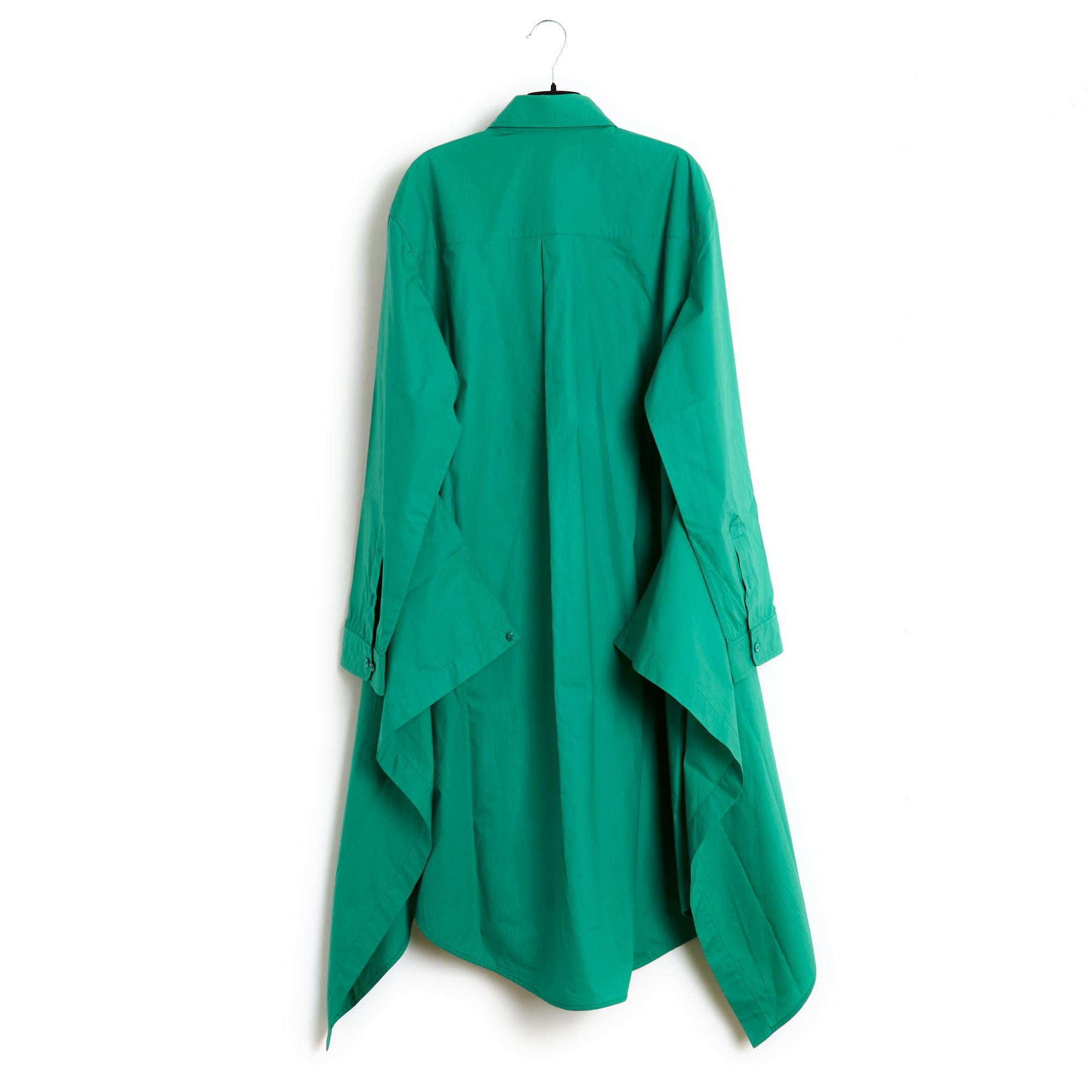 2016 Balenciaga Green Cotton Dress and overskirt FR40 For Sale 3