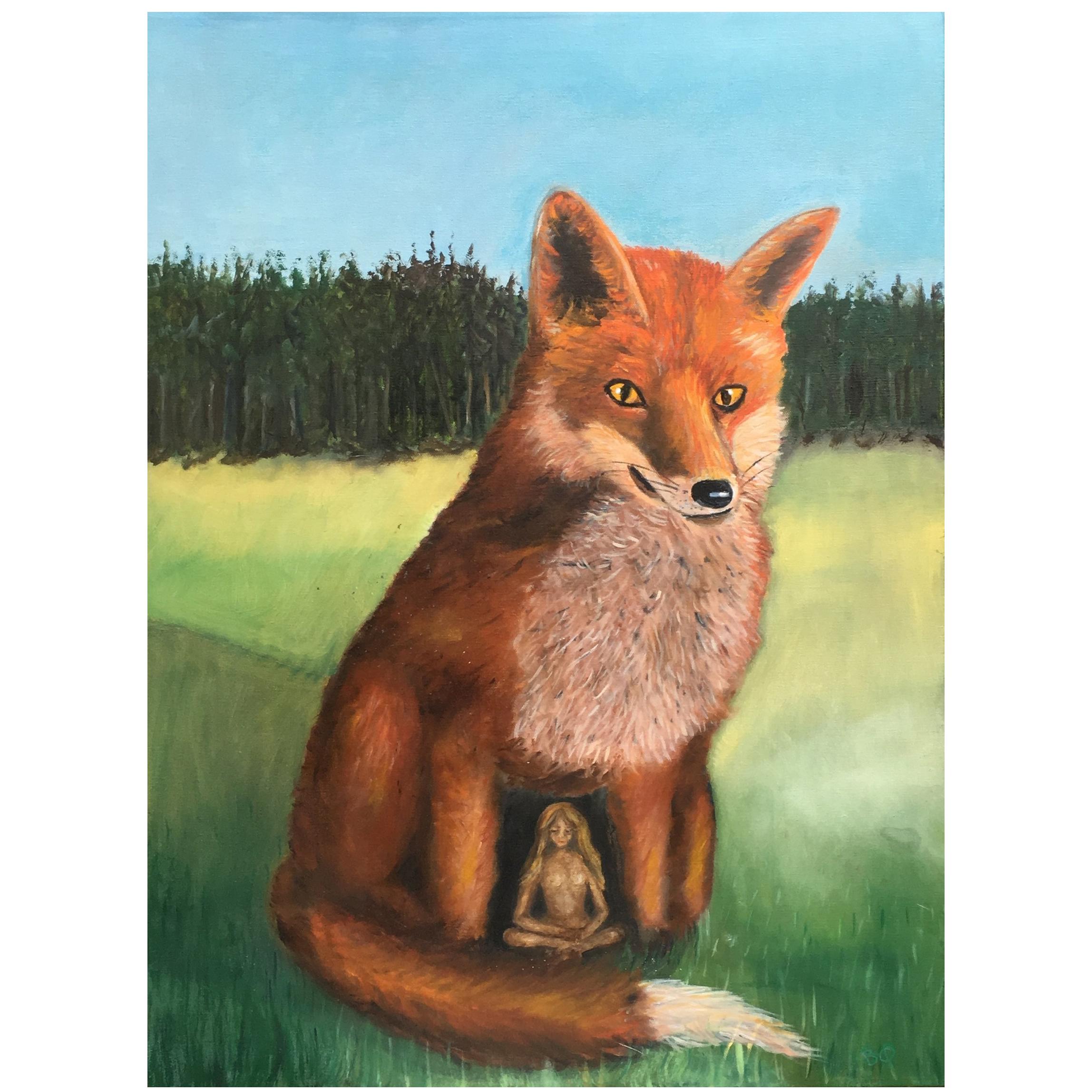 2016, Bente Ørum Painting "The Fox and The Virgin"