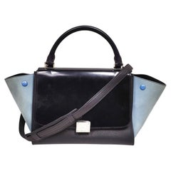 2016 Celine Black and Blue Leather Trapeze Shoulder Bag By Celine