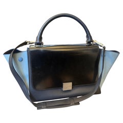 2016 Celine Black and Blue Leather Trapeze Shoulder Bag By Celine