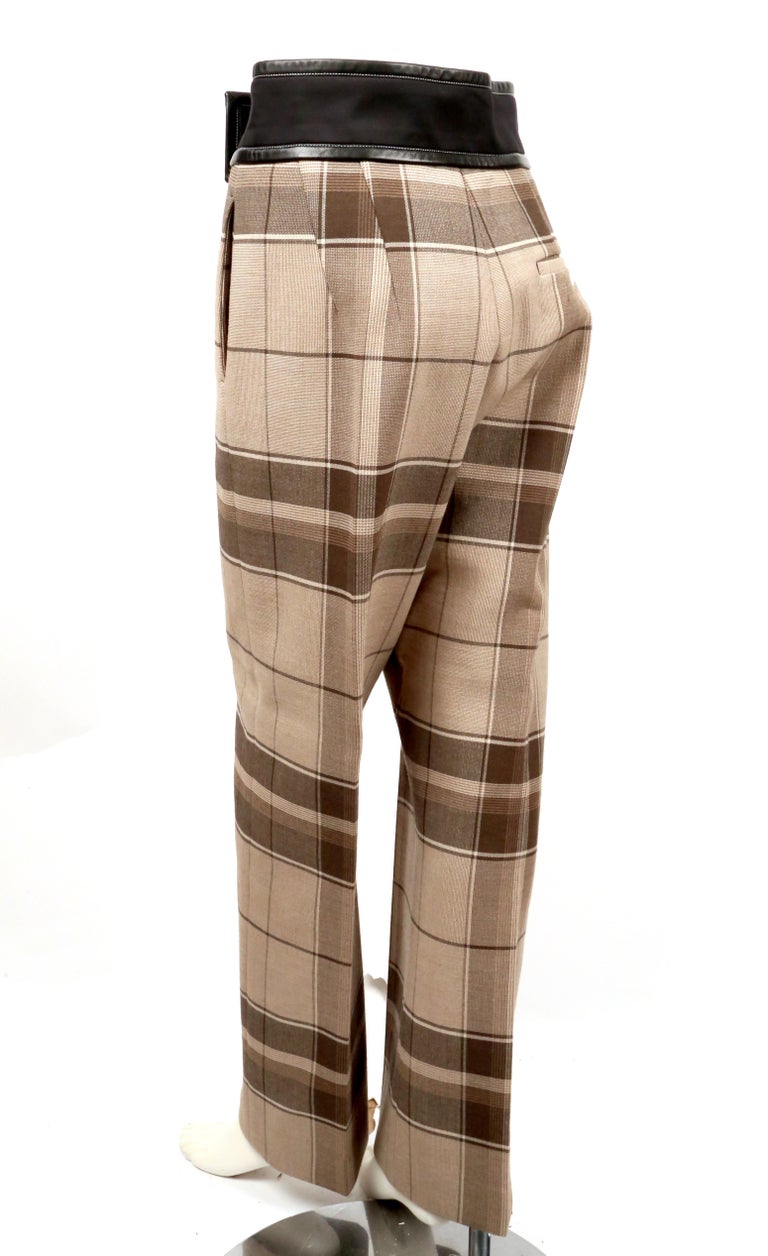 2016 CELINE by PHOEBE PHILO plaid runway pants with wrap waist
