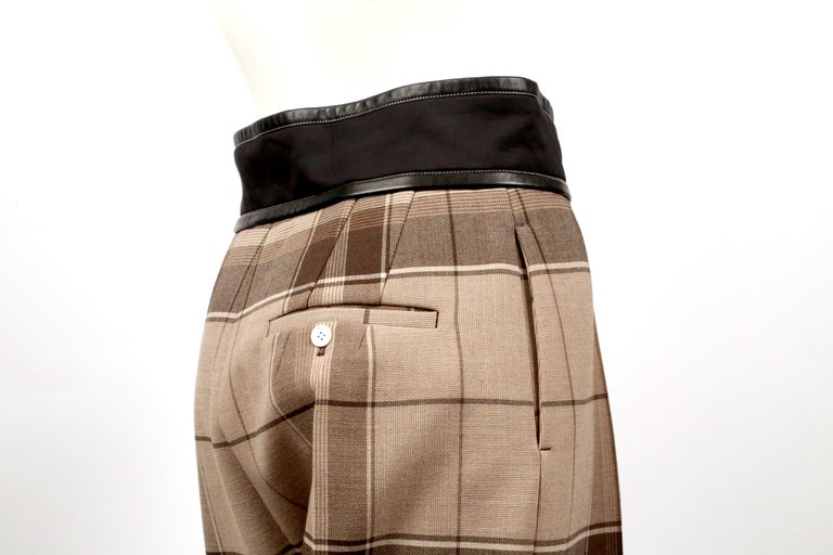 2016 CELINE by PHOEBE PHILO plaid runway pants with wrap waist