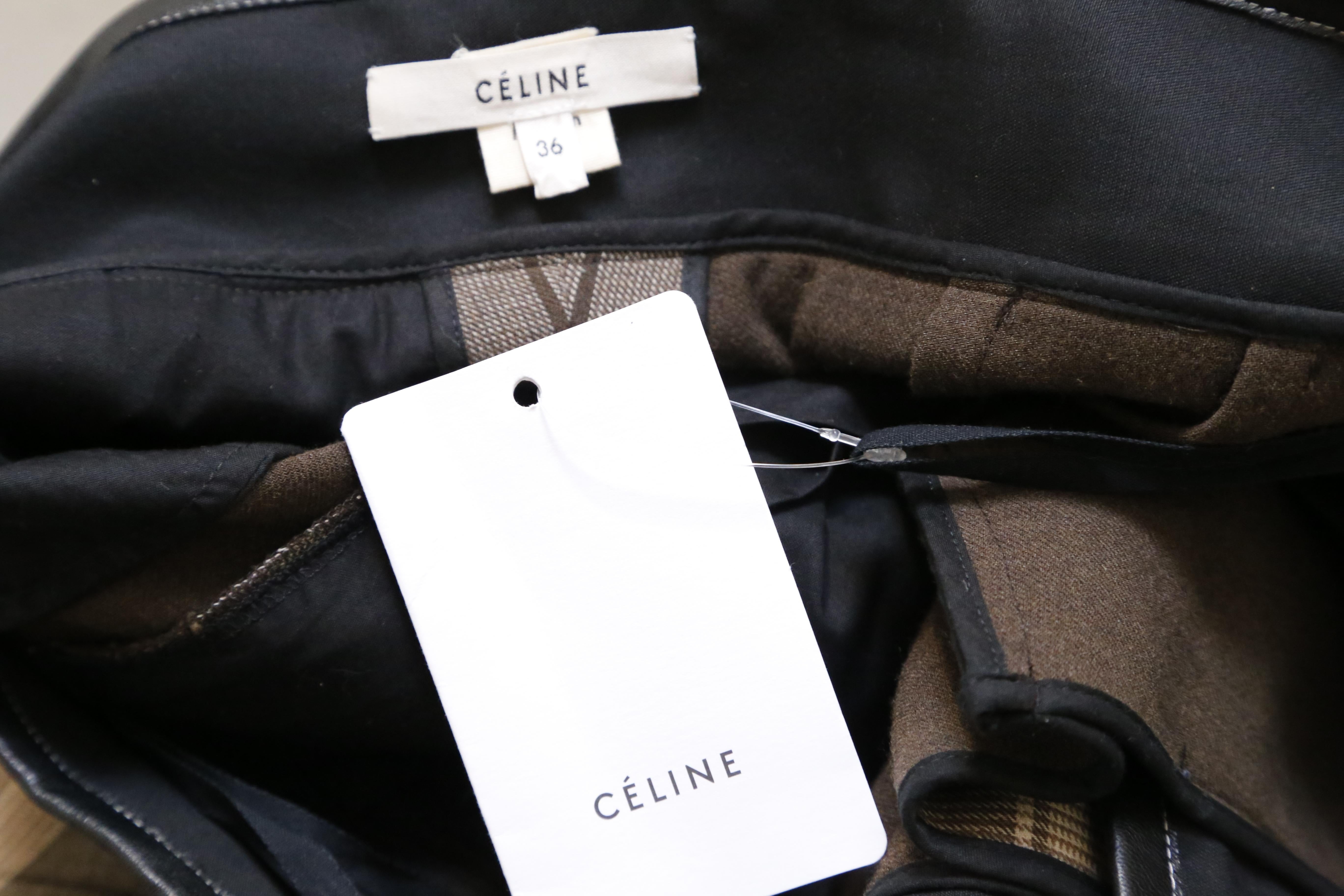 2016 Celine by PHoebe Philo pantalon de défilé à carreaux avec taille enveloppante- new en vente 4