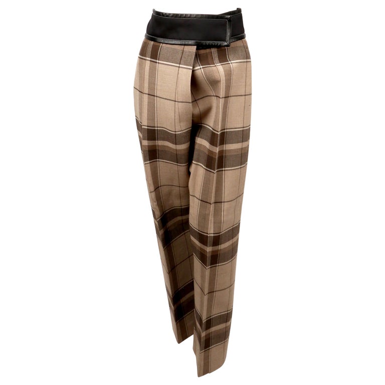 2016 CELINE by PHOEBE PHILO plaid runway pants with wrap waist