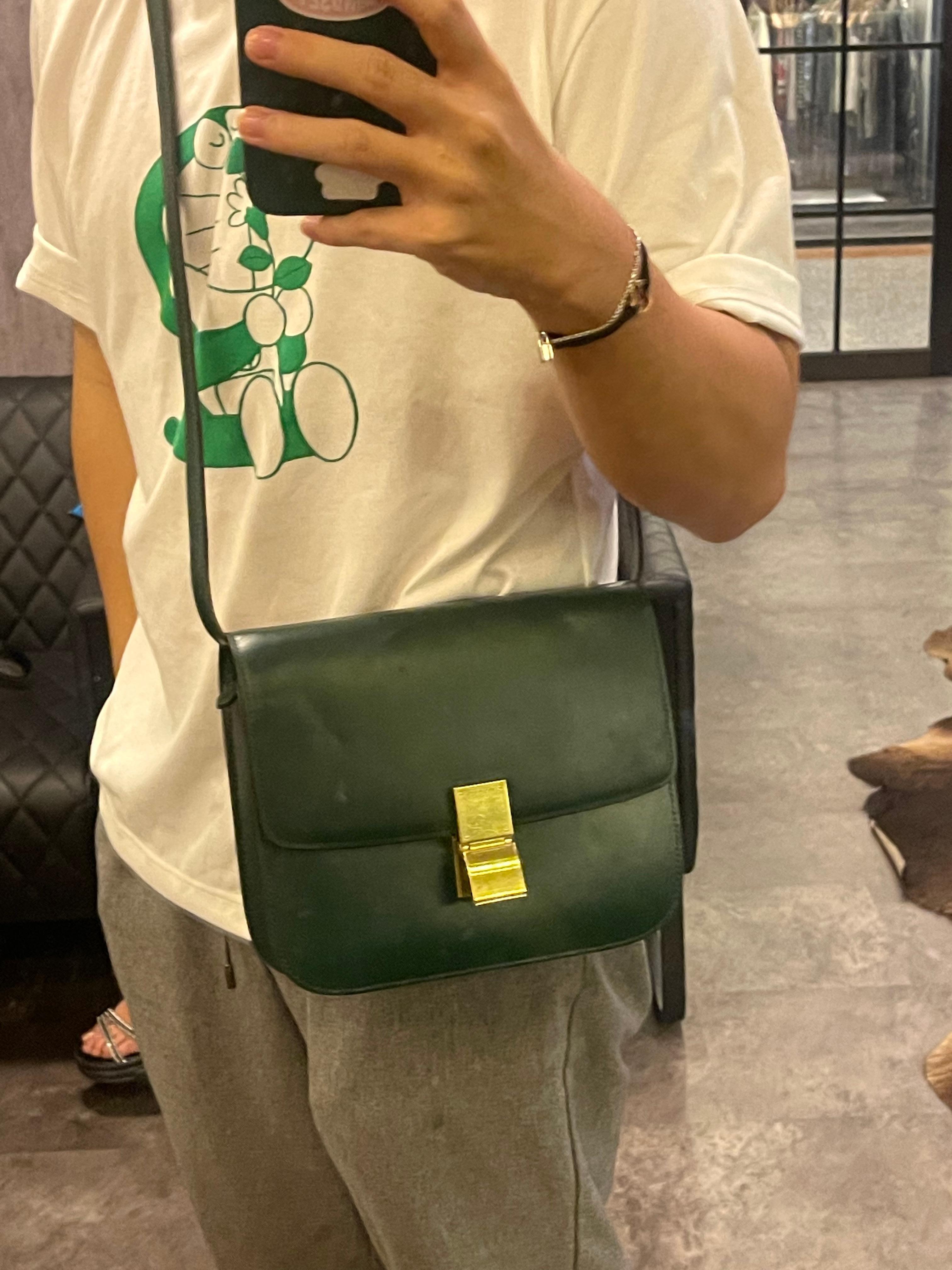 2016 Celine Emerald Calfskin Medium Box Bag For Sale 8