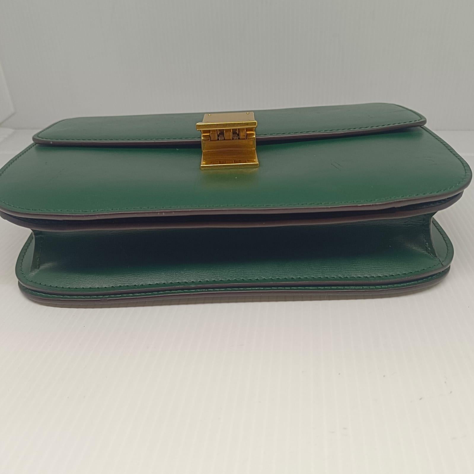 2016 Celine Smaragd Kalbsleder Medium Box Tasche im Angebot 2