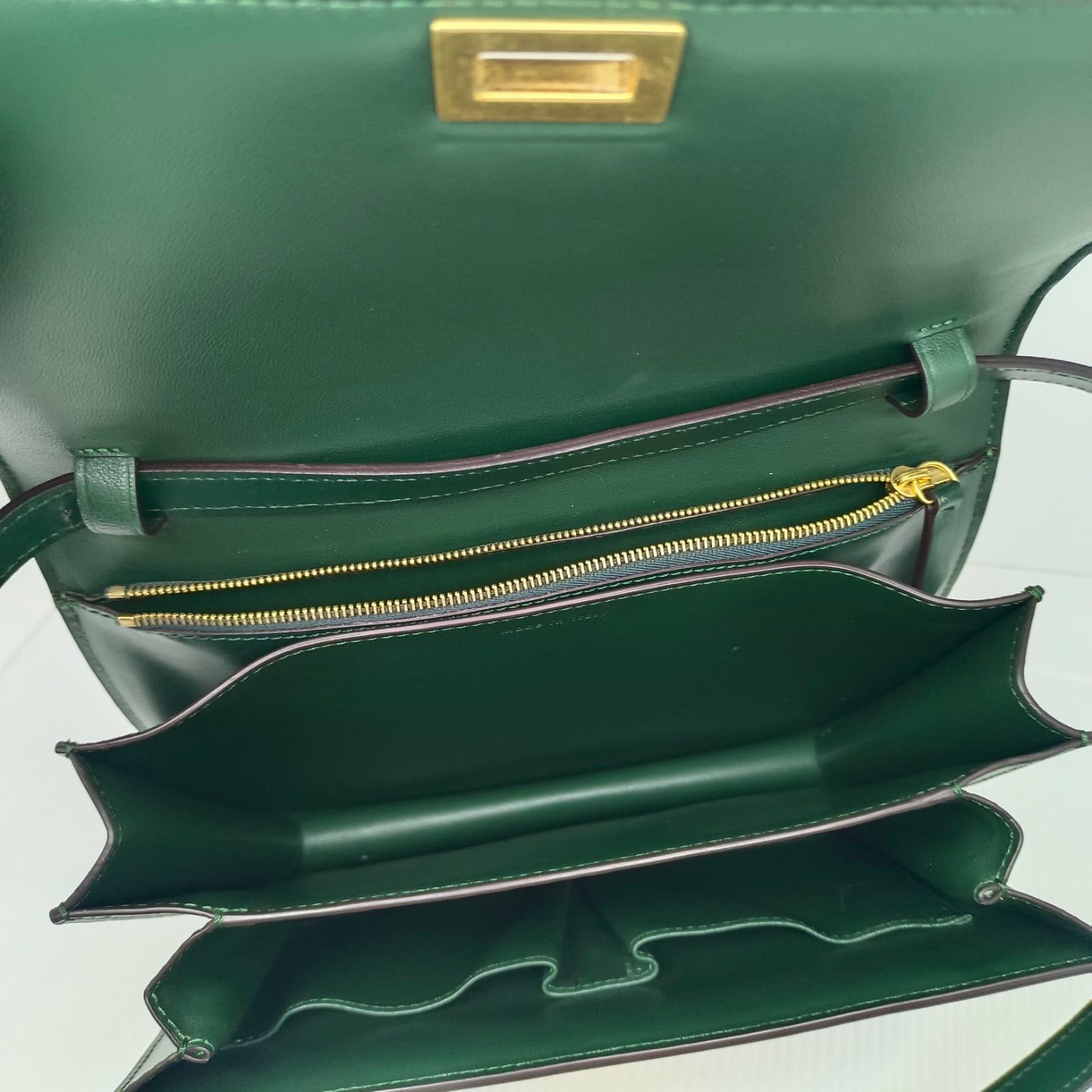2016 Celine Emerald Calfskin Medium Box Bag For Sale 3