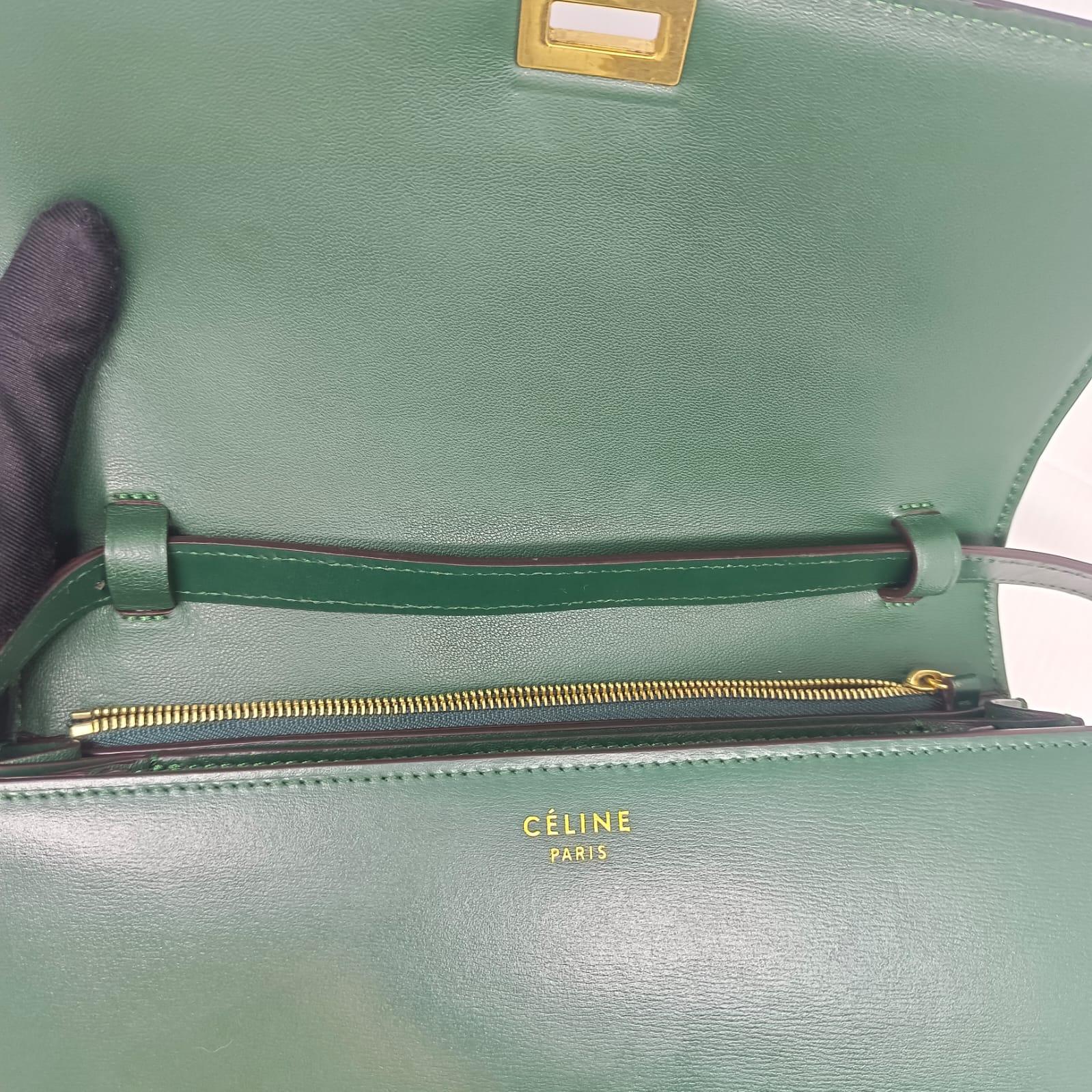 2016 Celine Emerald Calfskin Medium Box Bag For Sale 4