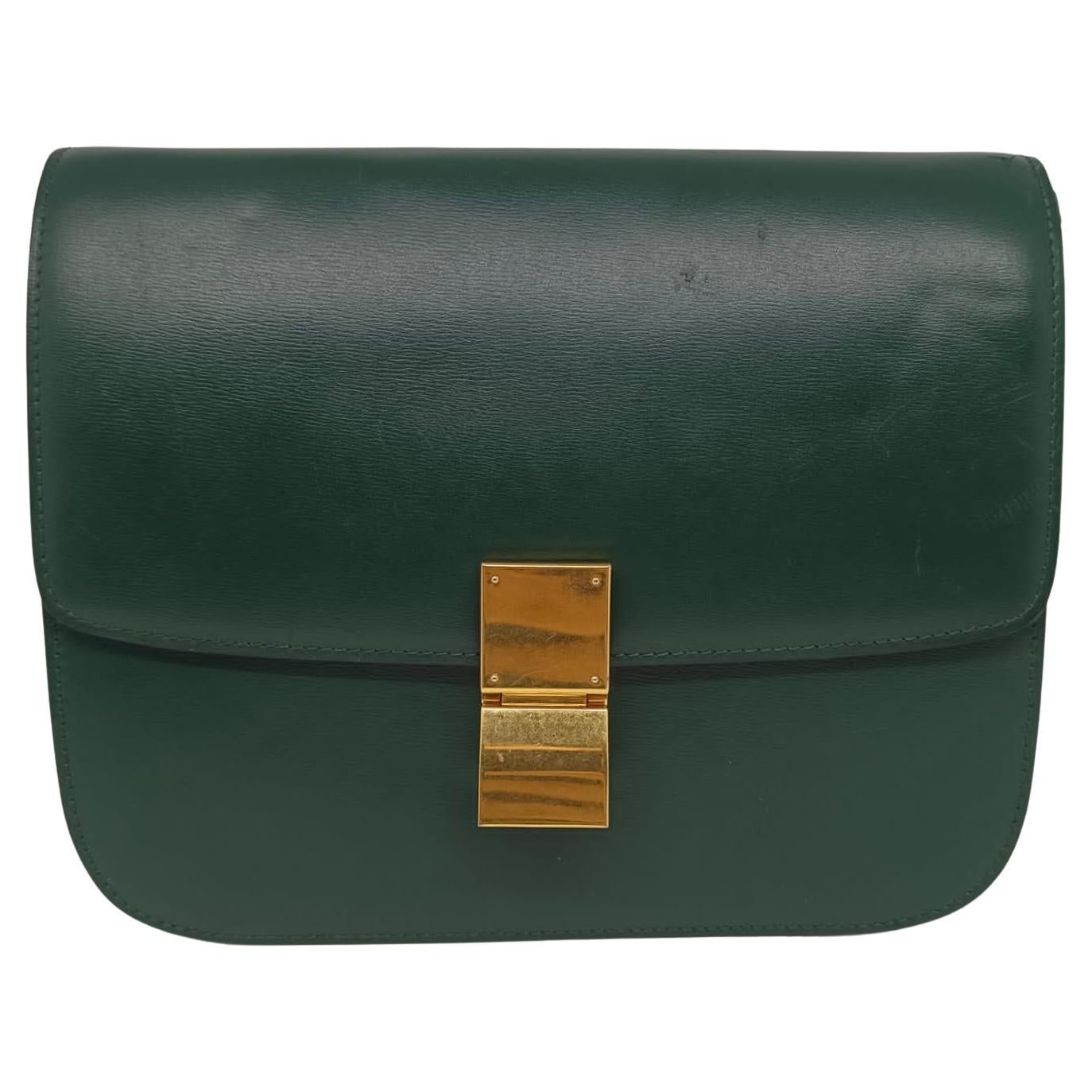 2016 Celine Smaragd Kalbsleder Medium Box Tasche im Angebot