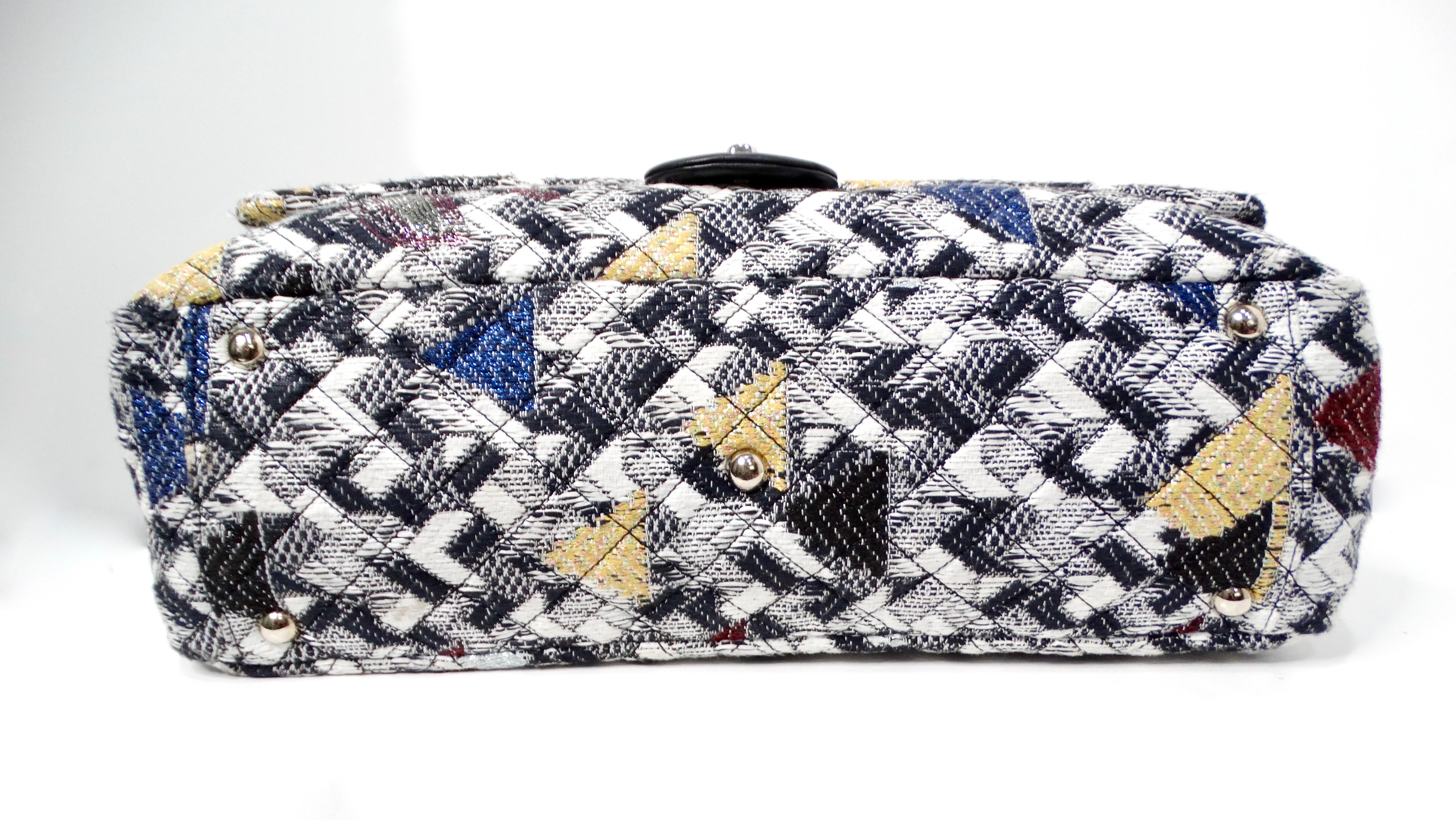 2016 Chanel Airlines Tweed Strass Rhinestone XXL Flap Bag For Sale 5