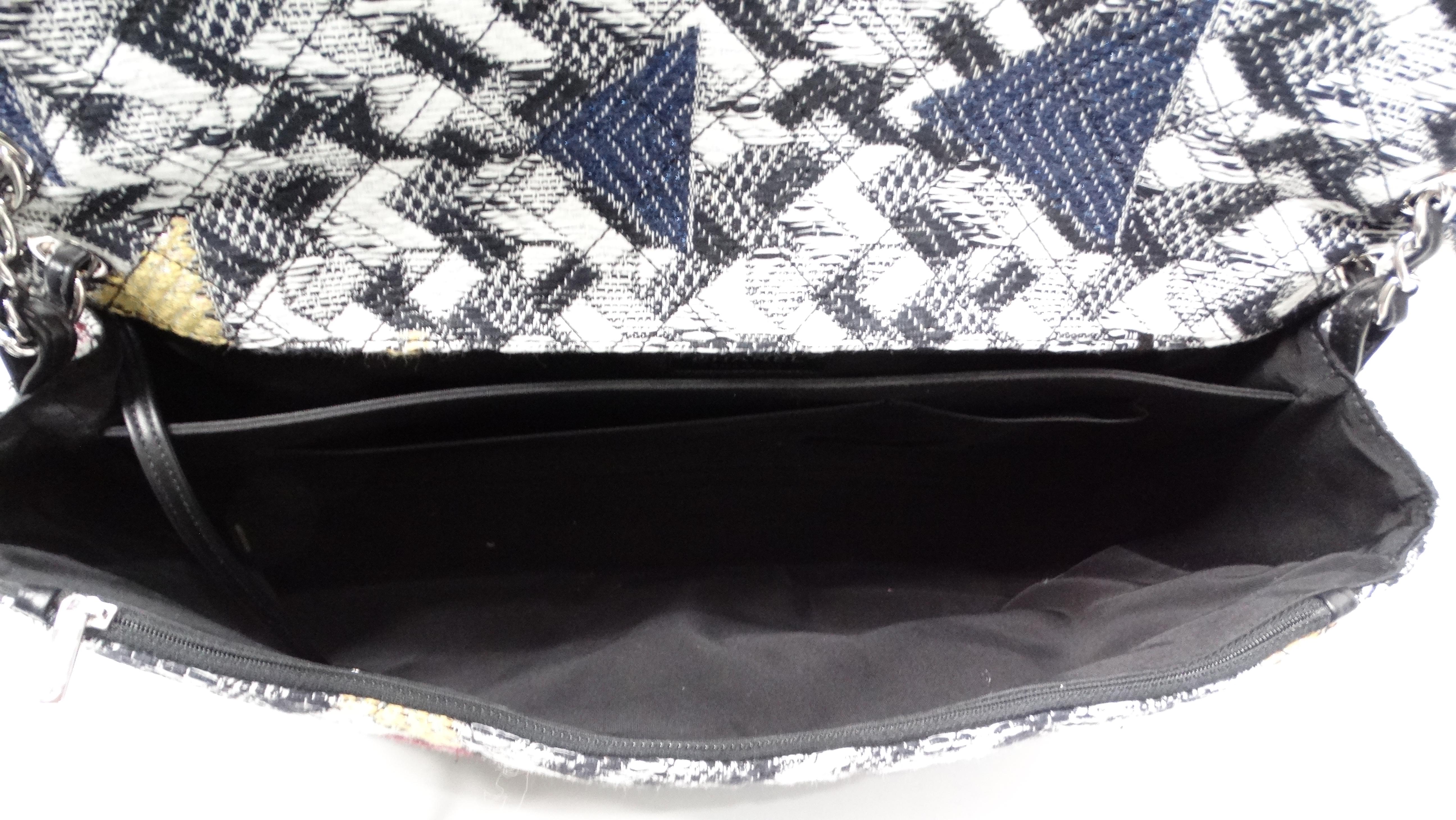 2016 Chanel Airlines Tweed Strass Rhinestone XXL Flap Bag For Sale 11