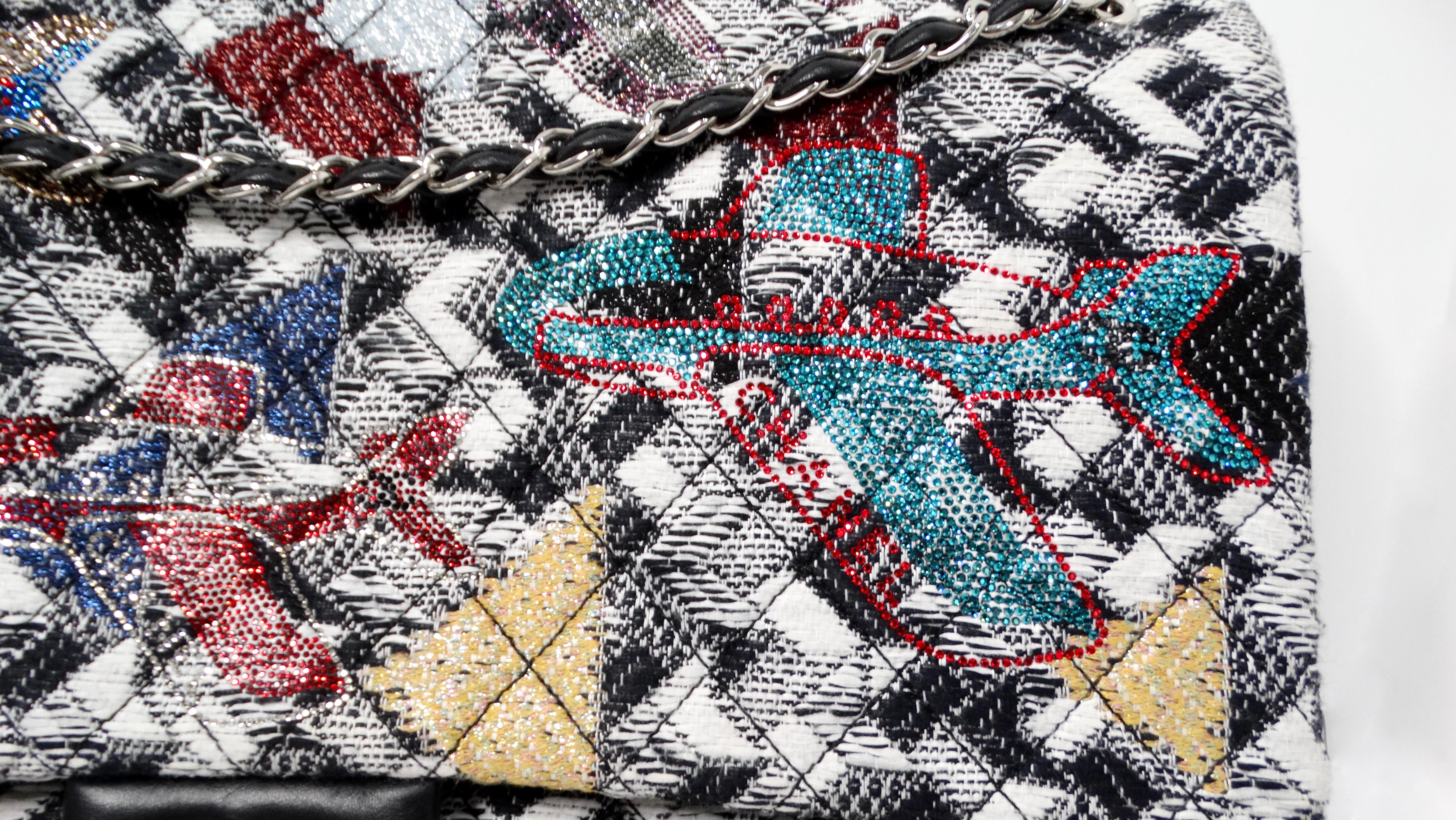 Women's 2016 Chanel Airlines Tweed Strass Rhinestone XXL Flap Bag For Sale