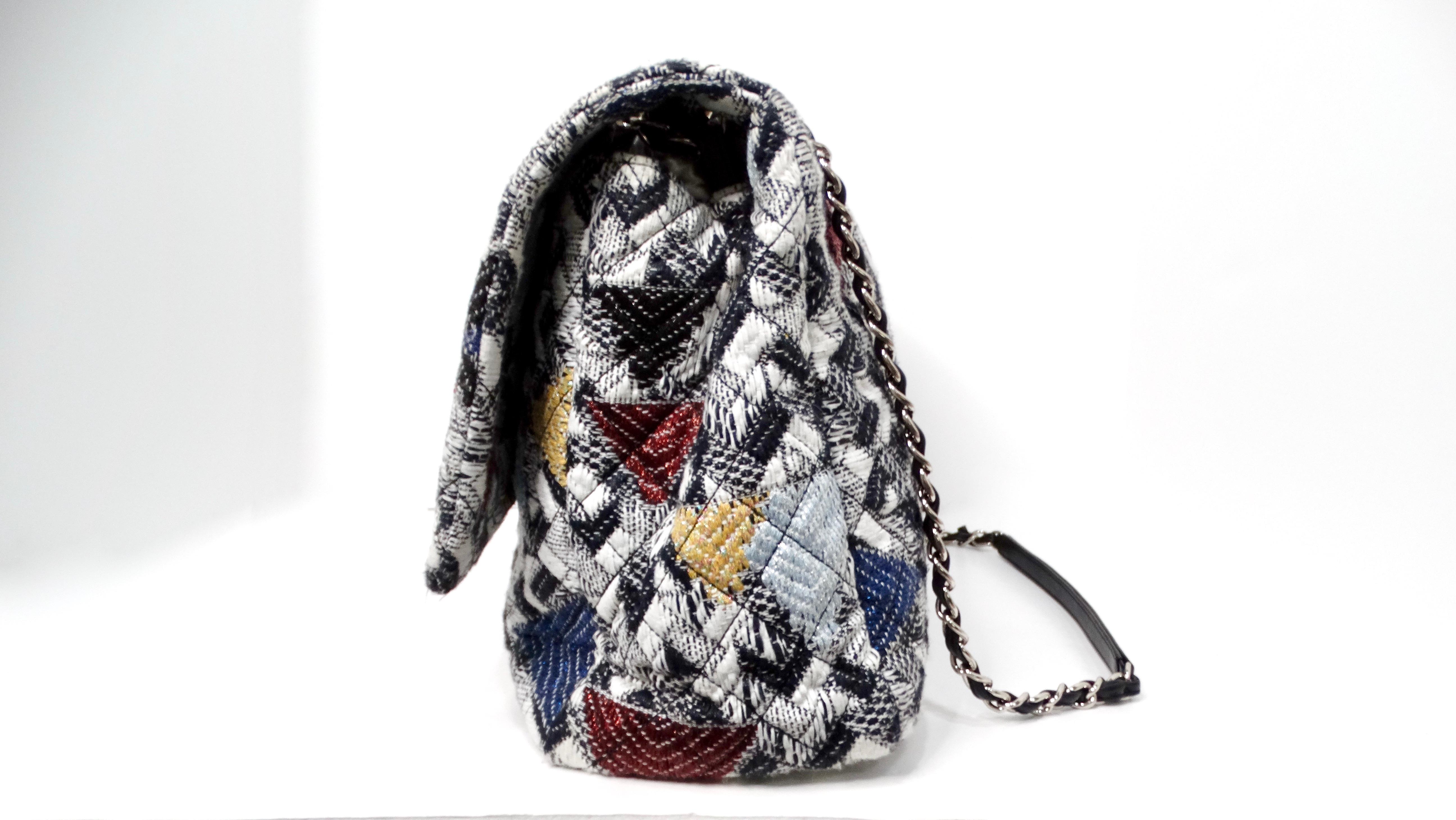 2016 Chanel Airlines Tweed Strass Rhinestone XXL Flap Bag For Sale 1