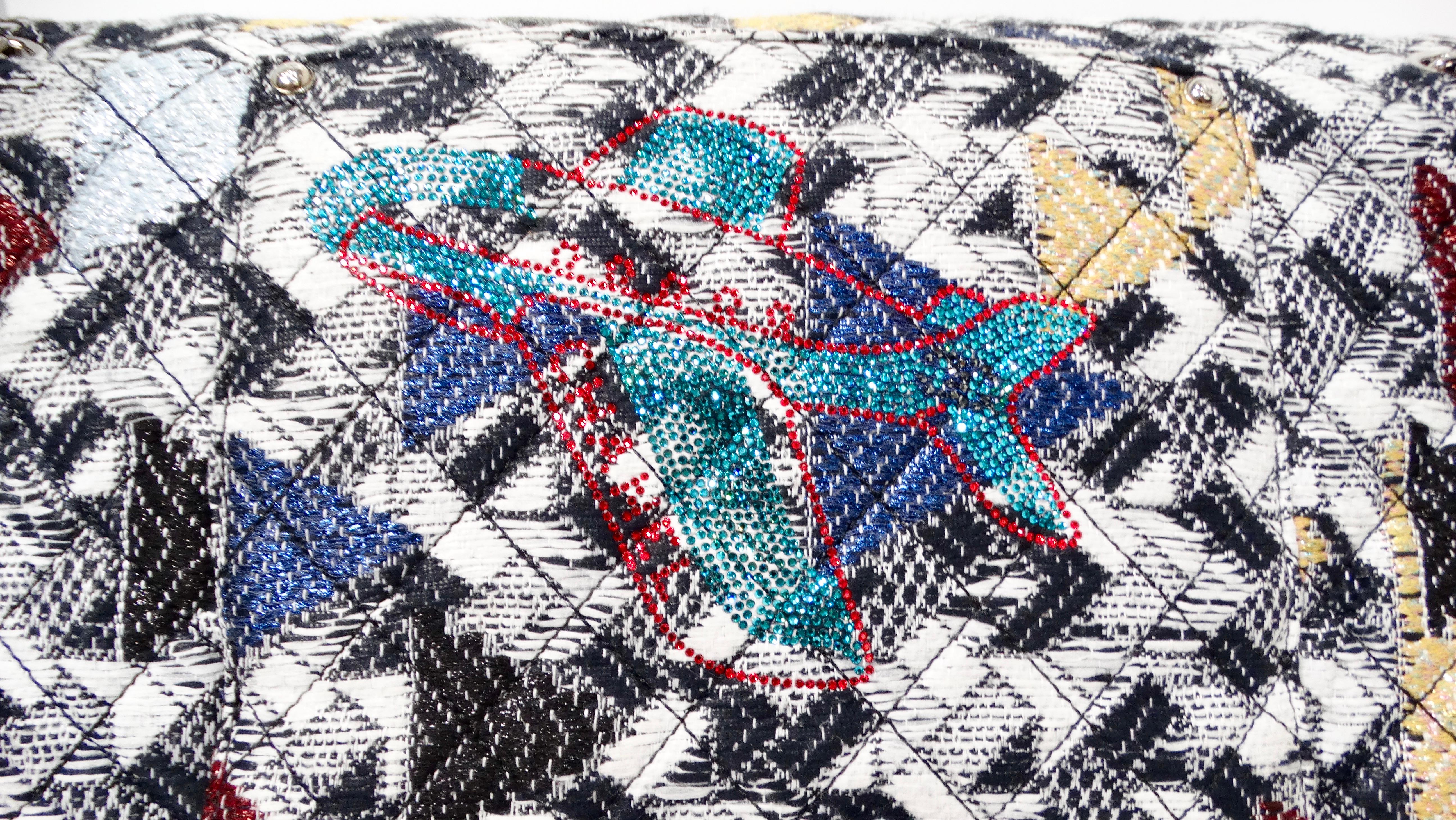 2016 Chanel Airlines Tweed Strass Rhinestone XXL Flap Bag For Sale 3