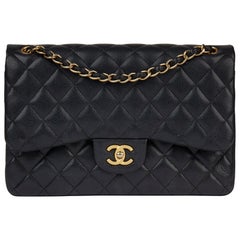 2016 Chanel Black Caviar Leather Jumbo Classic Double Flap Bag at 1stDibs