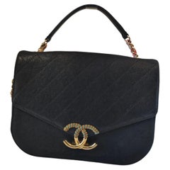 2016 Chanel black caviar leather metalassè chain shoulder bag