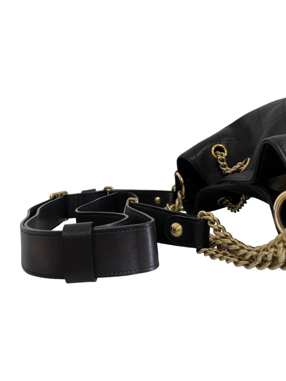 2016 Chanel Black Quilted Bucket Shoulder Bag For Sale 2
