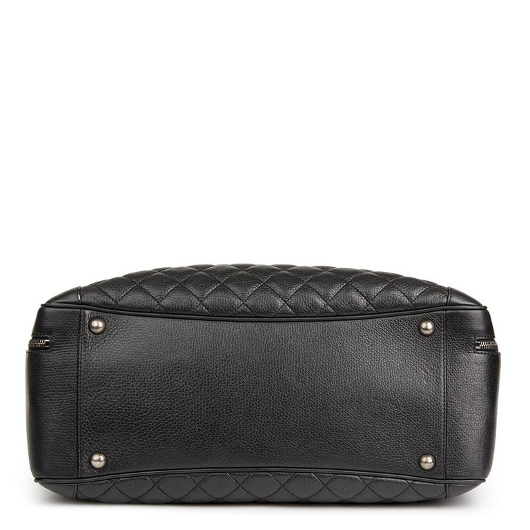 2016 Chanel Black Quilted Calfskin Large Round Trip Bowling Bag at ...