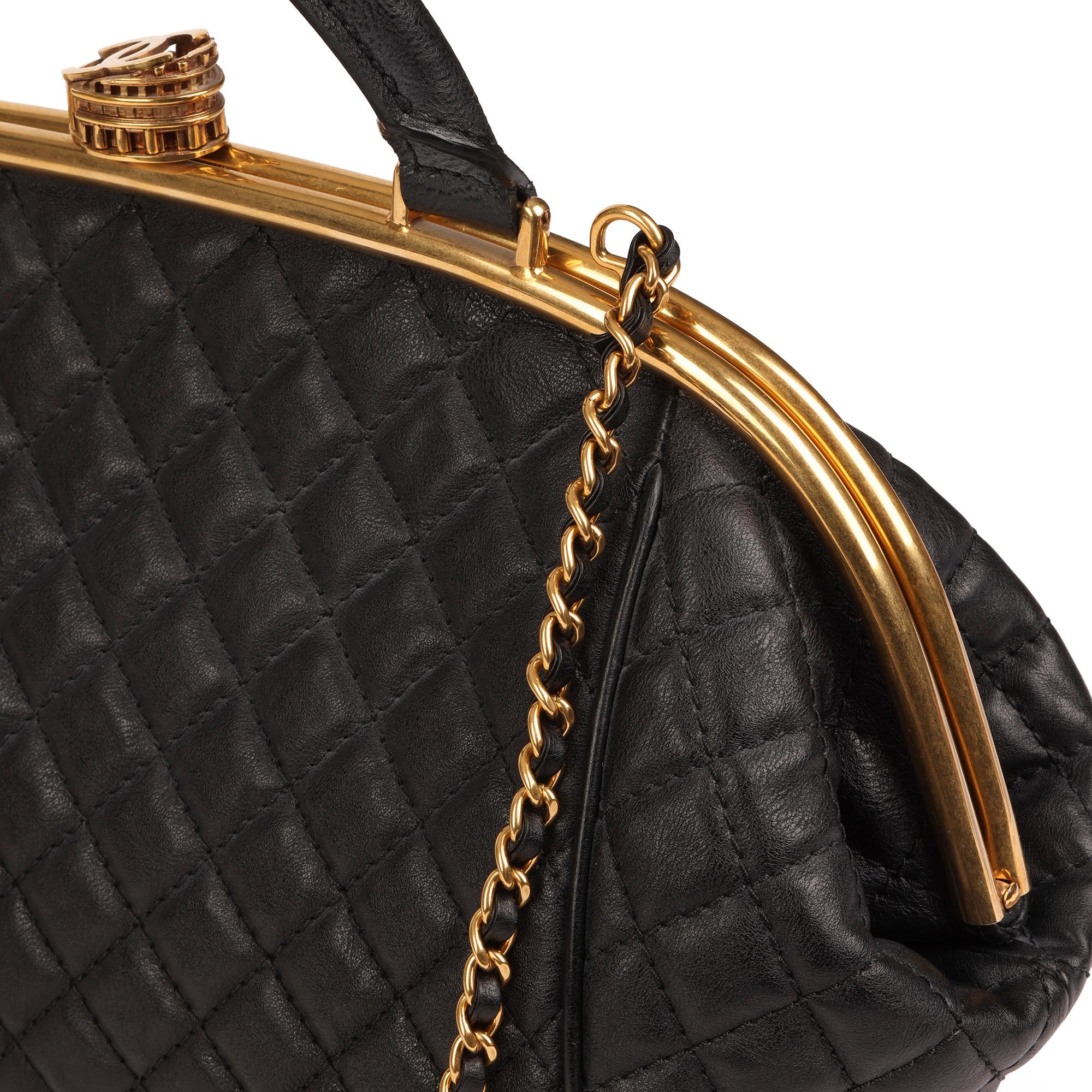 2016 Chanel Black Quilted Calfskin Leather Paris in Rome Colosseum Kiss Lock Bag 3