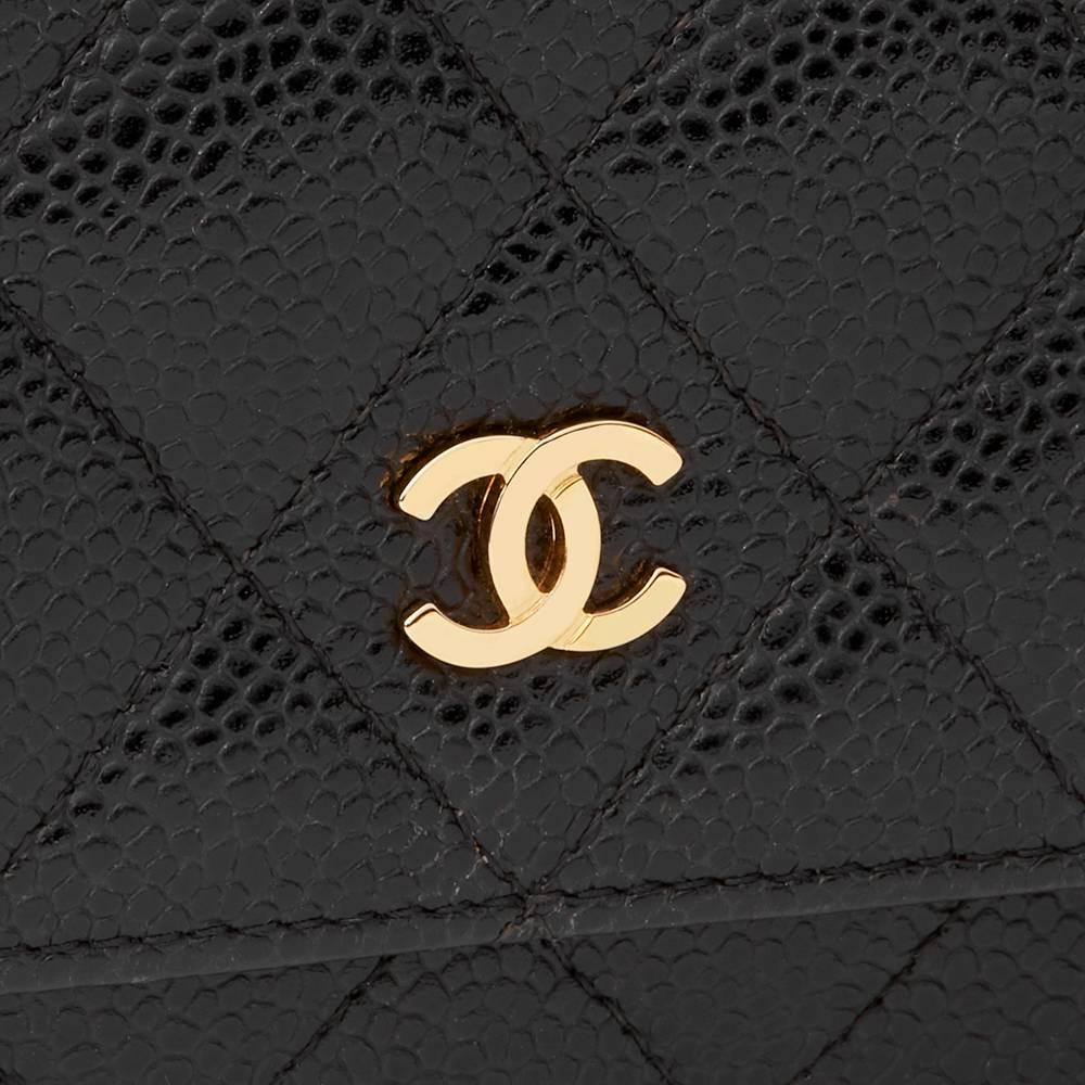 Women's 2016 Chanel Black Quilted Caviar Leather Wallet-On-Chain WOC