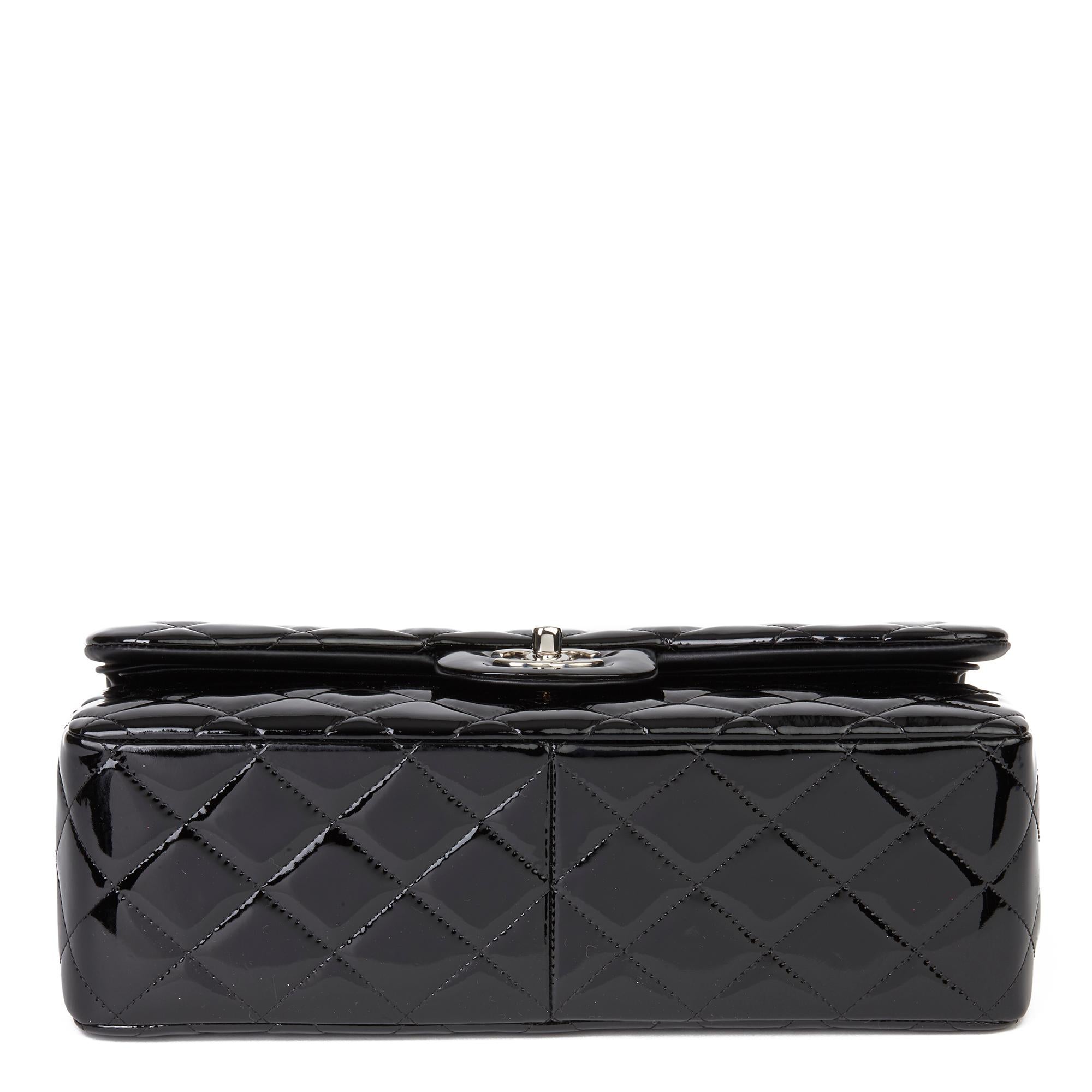 2016 Chanel Black Quilted Patent Leather Jumbo Double Flap Bag 1