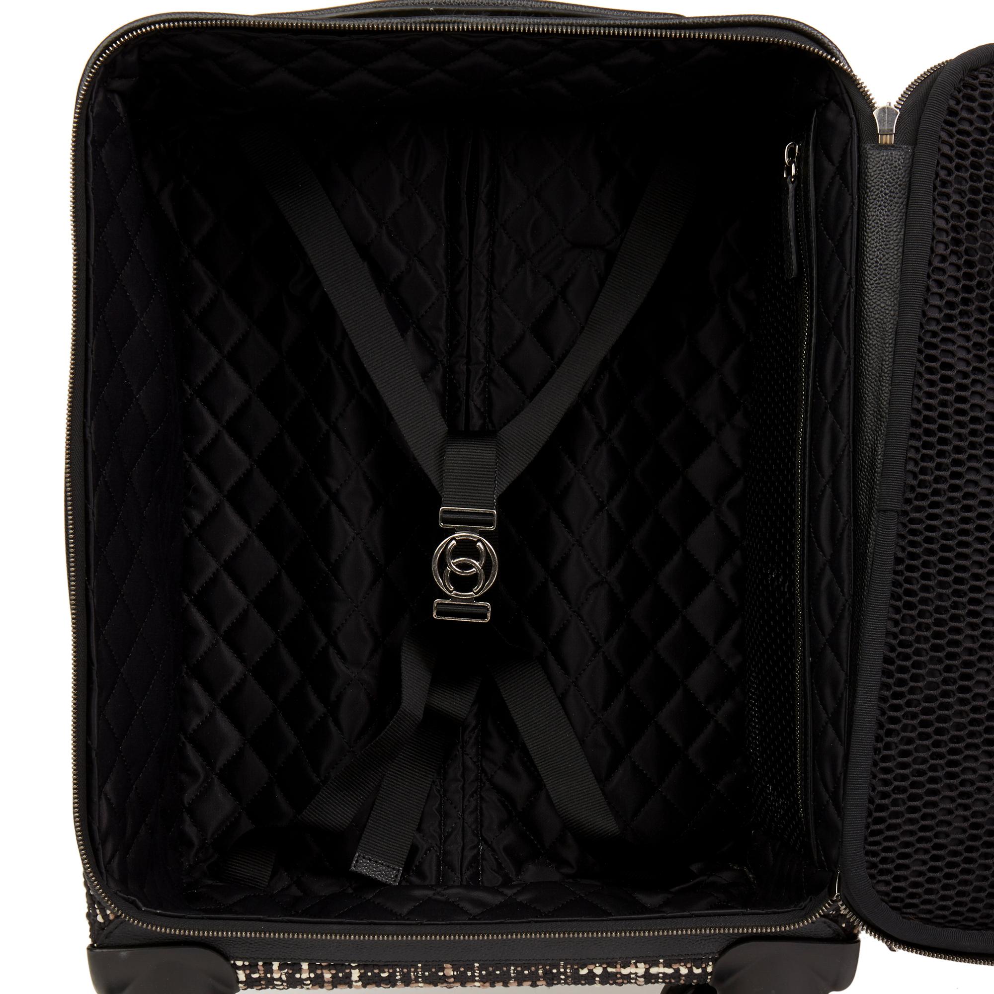 2016 Chanel Black Tweed & Caviar Leather Jacket Trolley Rolling Suitcase 3