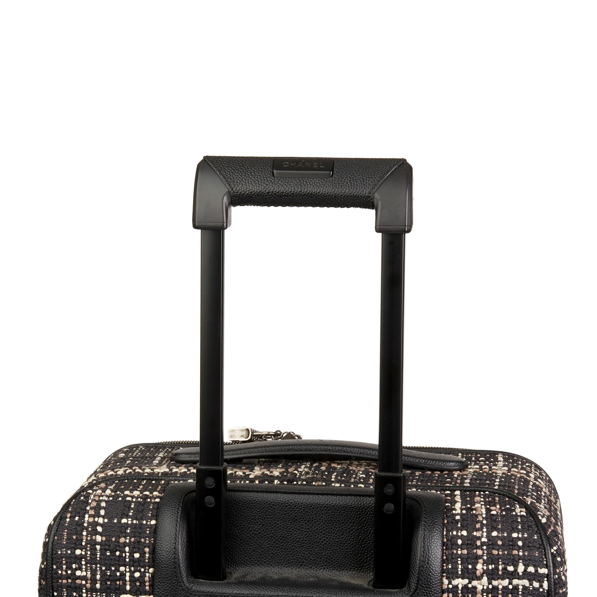 2016 Chanel Black Tweed & Caviar Leather Jacket Trolley Rolling Suitcase 2