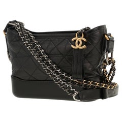 2016 Chanel Gabrielle large black leather shoulder bag