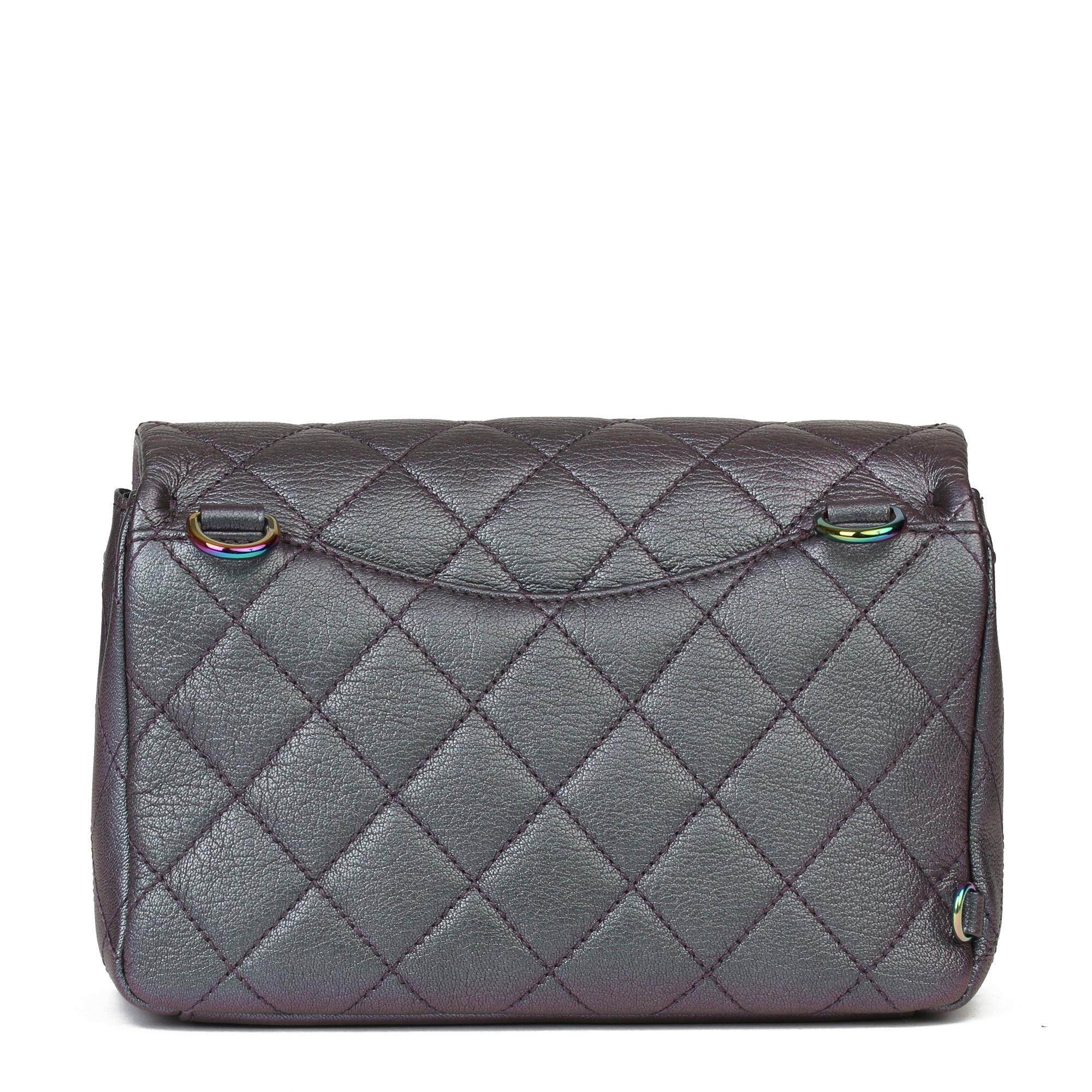 2016 Chanel Iridescent Quilted Calfskin Leather Small Double Carry Flap Bag In Excellent Condition In Bishop's Stortford, Hertfordshire