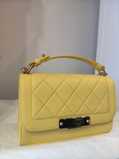 2016 Chanel light yellow calf leather silver tone hardware camera bag