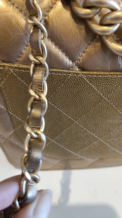 2016 Chanel Matelassé gold lamb caviar leather shoulder bag