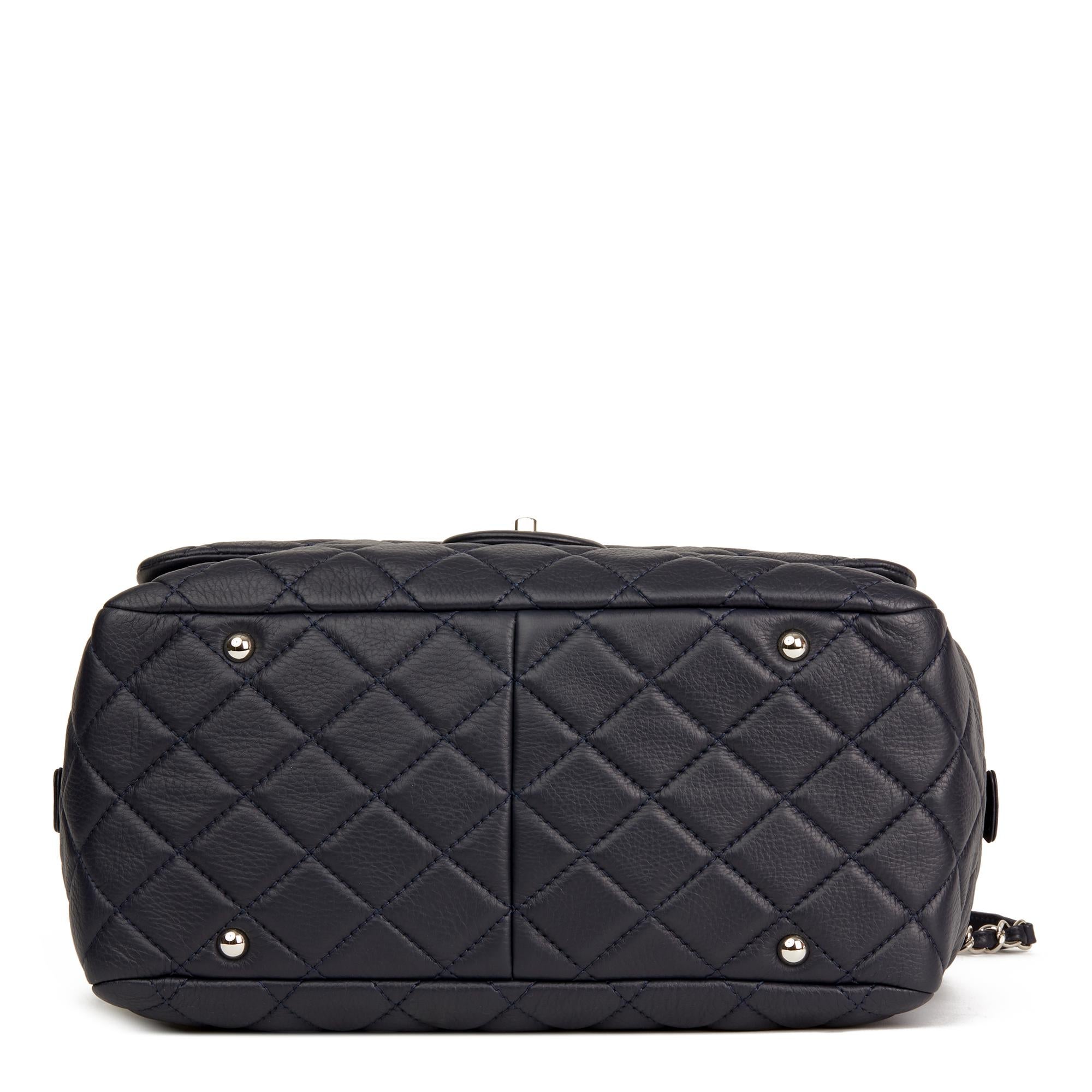 Women's 2016 Chanel Navy Quilted Calfskin Leather Jumbo Classic Camera Bag