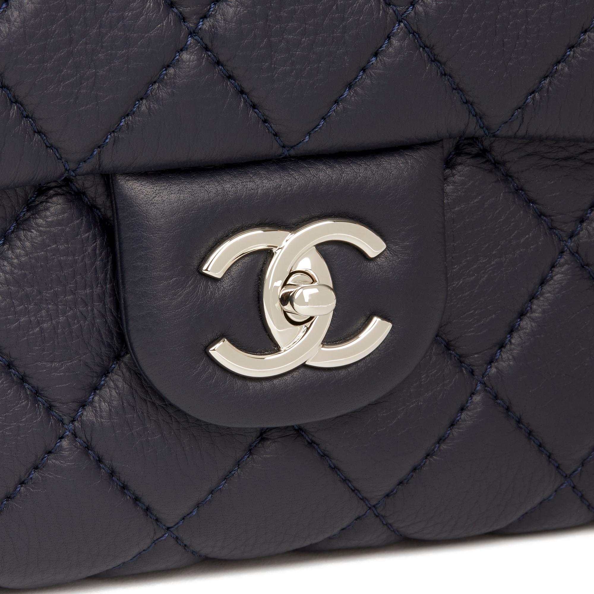 2016 Chanel Navy Quilted Calfskin Leather Jumbo Classic Camera Bag 1