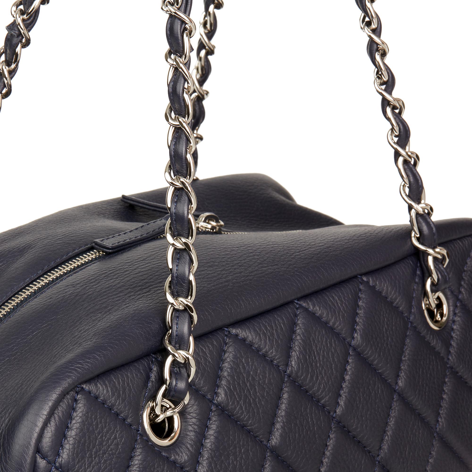 2016 Chanel Navy Quilted Calfskin Leather Jumbo Classic Camera Bag 2