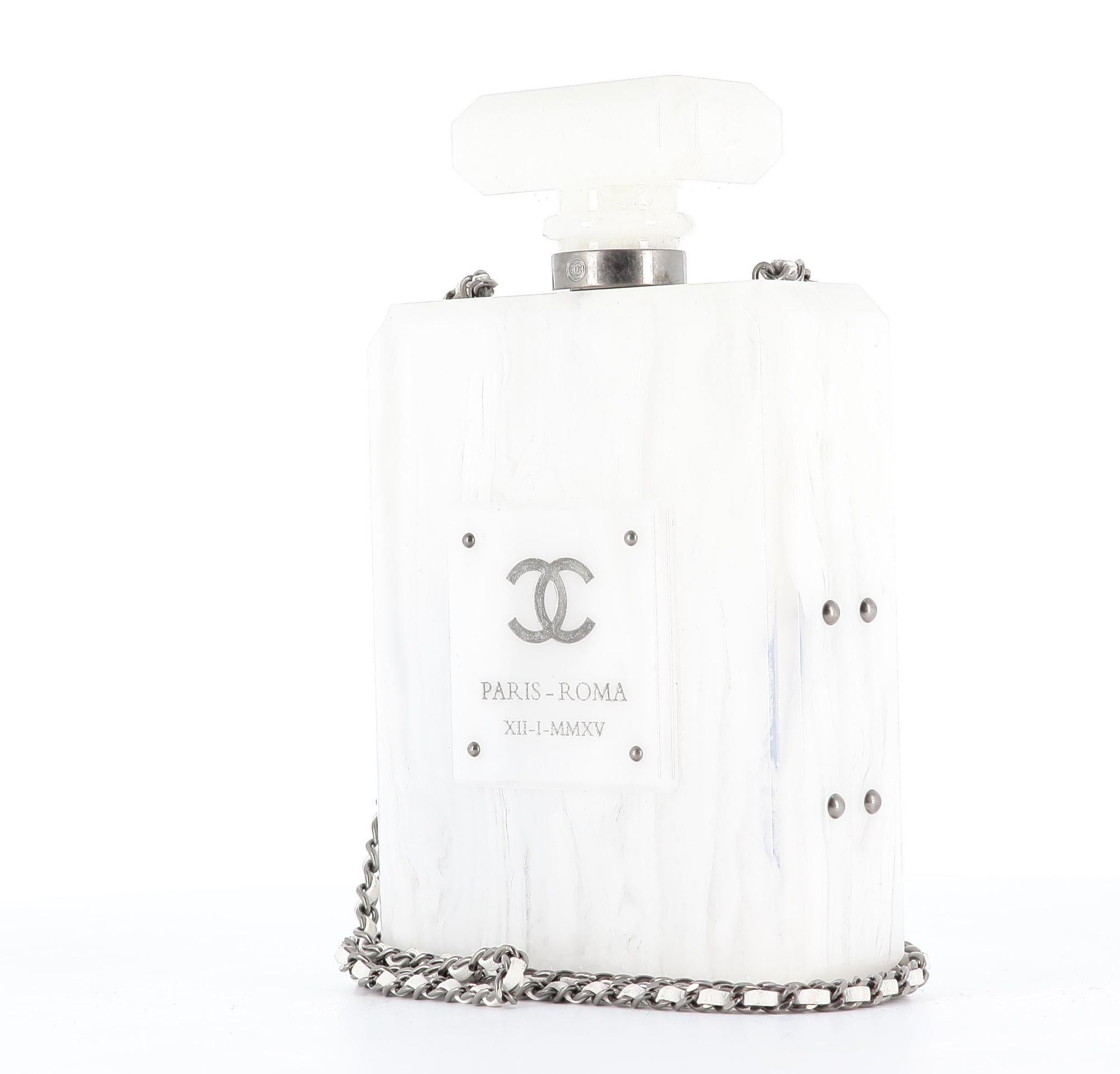 Women's or Men's 2016 Chanel N5 Paris Rome  Inspired Marble Lucite Bottle Clutch