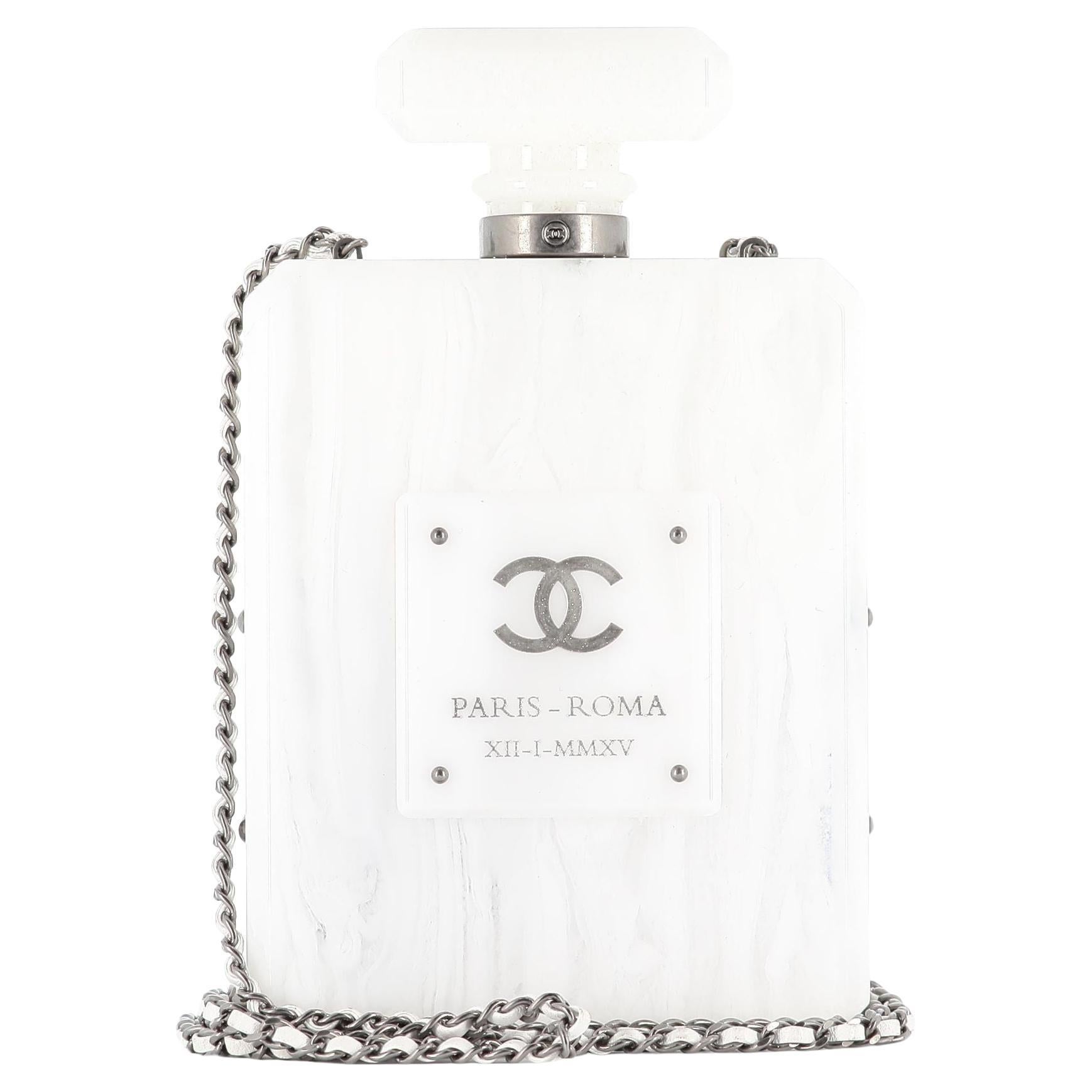2016 Chanel N5 Paris Rome Inspired Marble Lucite Bottle Clutch at 1stDibs