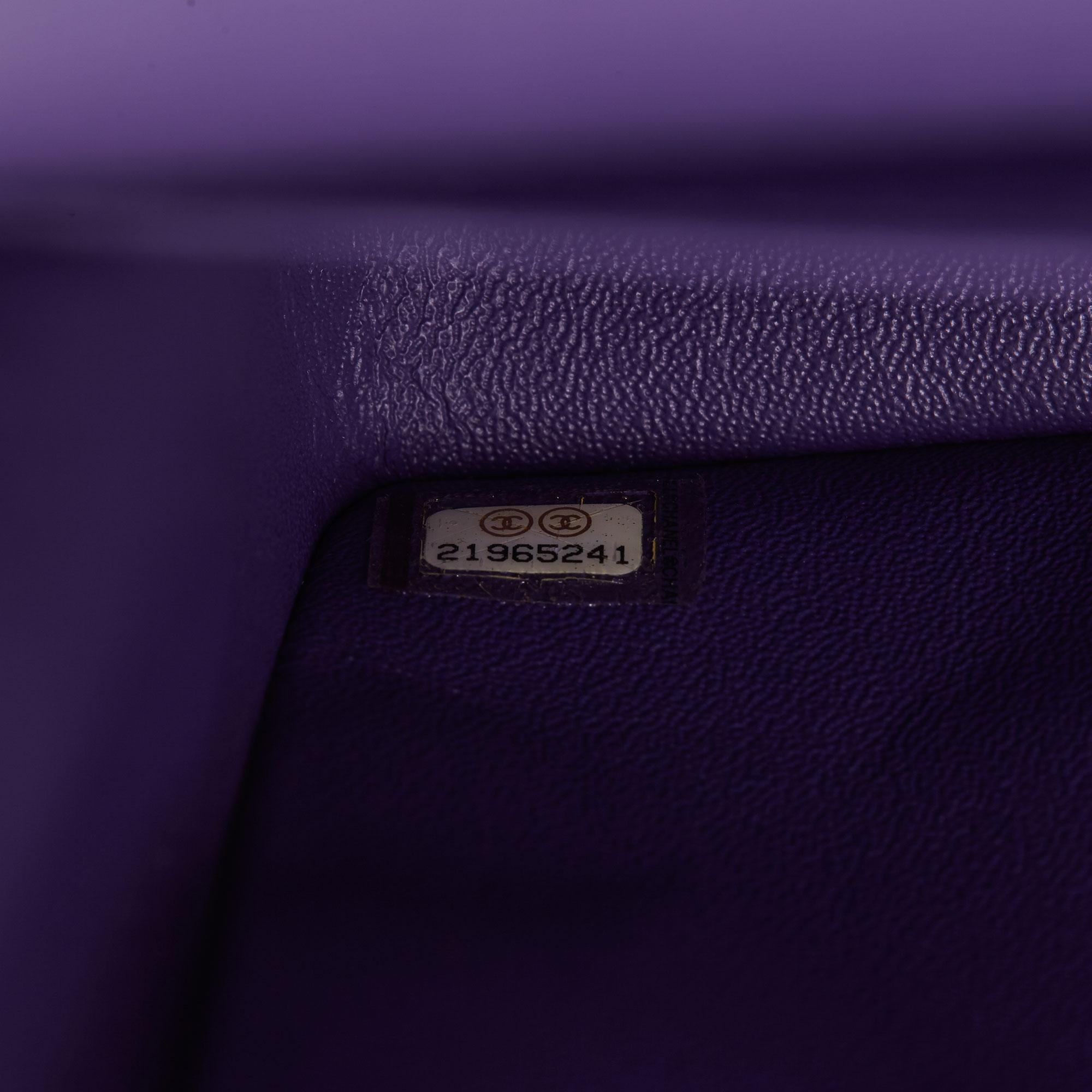 2016 Chanel Purple Quilted Lambskin Jumbo Classic Double Flap Bag 4