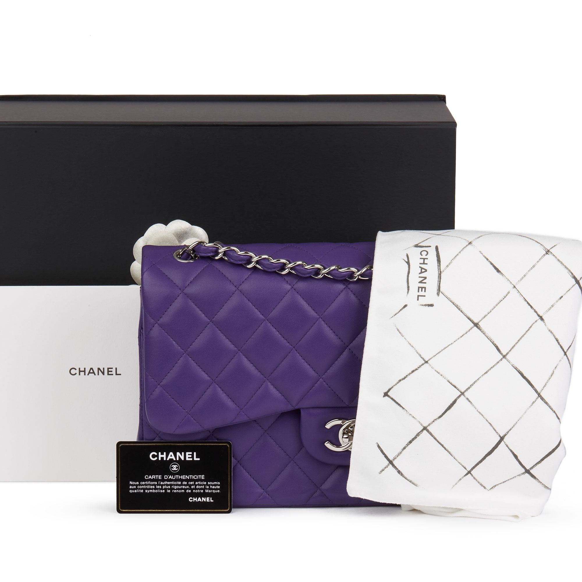 2016 Chanel Purple Quilted Lambskin Jumbo Classic Double Flap Bag 5