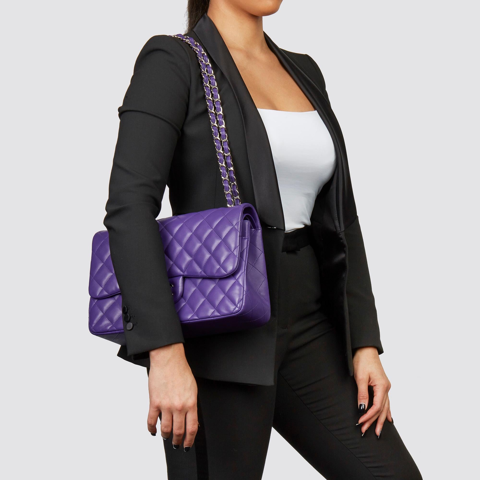 CHANEL
Purple Quilted Lambskin Jumbo Classic Double Flap Bag

Xupes Reference: CB229
Serial Number: 21965241
Age (Circa): 2016
Accompanied By: Chanel Dust Bag, Box, Care Booklet, Authenticity Card
Authenticity Details: Serial Sticker (Made in