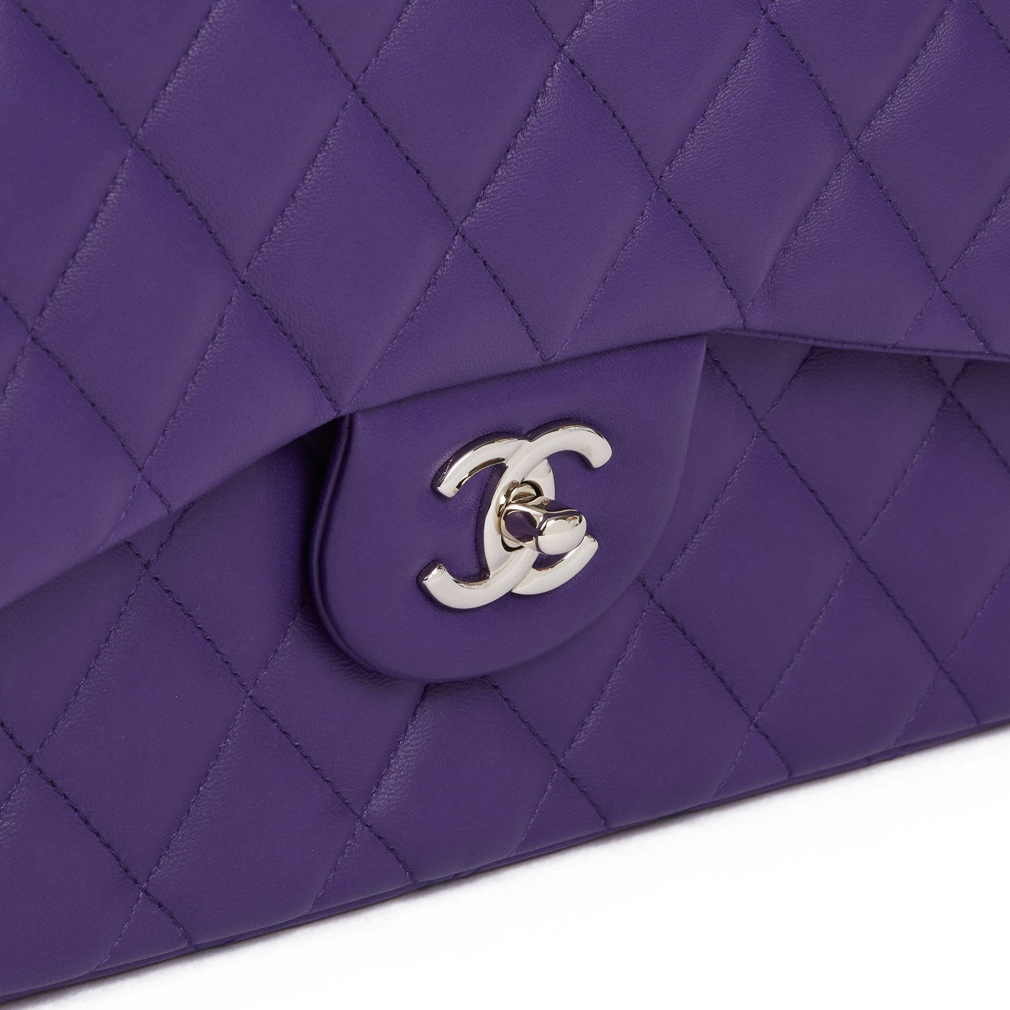 Women's 2016 Chanel Purple Quilted Lambskin Jumbo Classic Double Flap Bag