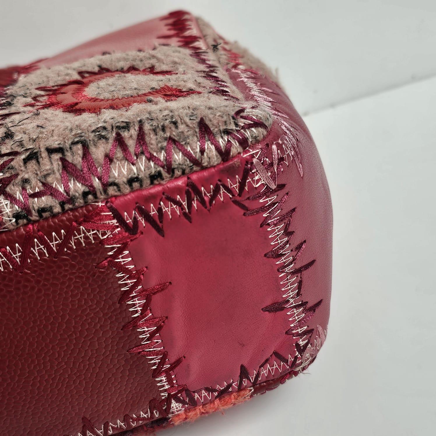 2016 Chanel Red Jumbo Patchwork Flap Bag im Angebot 6